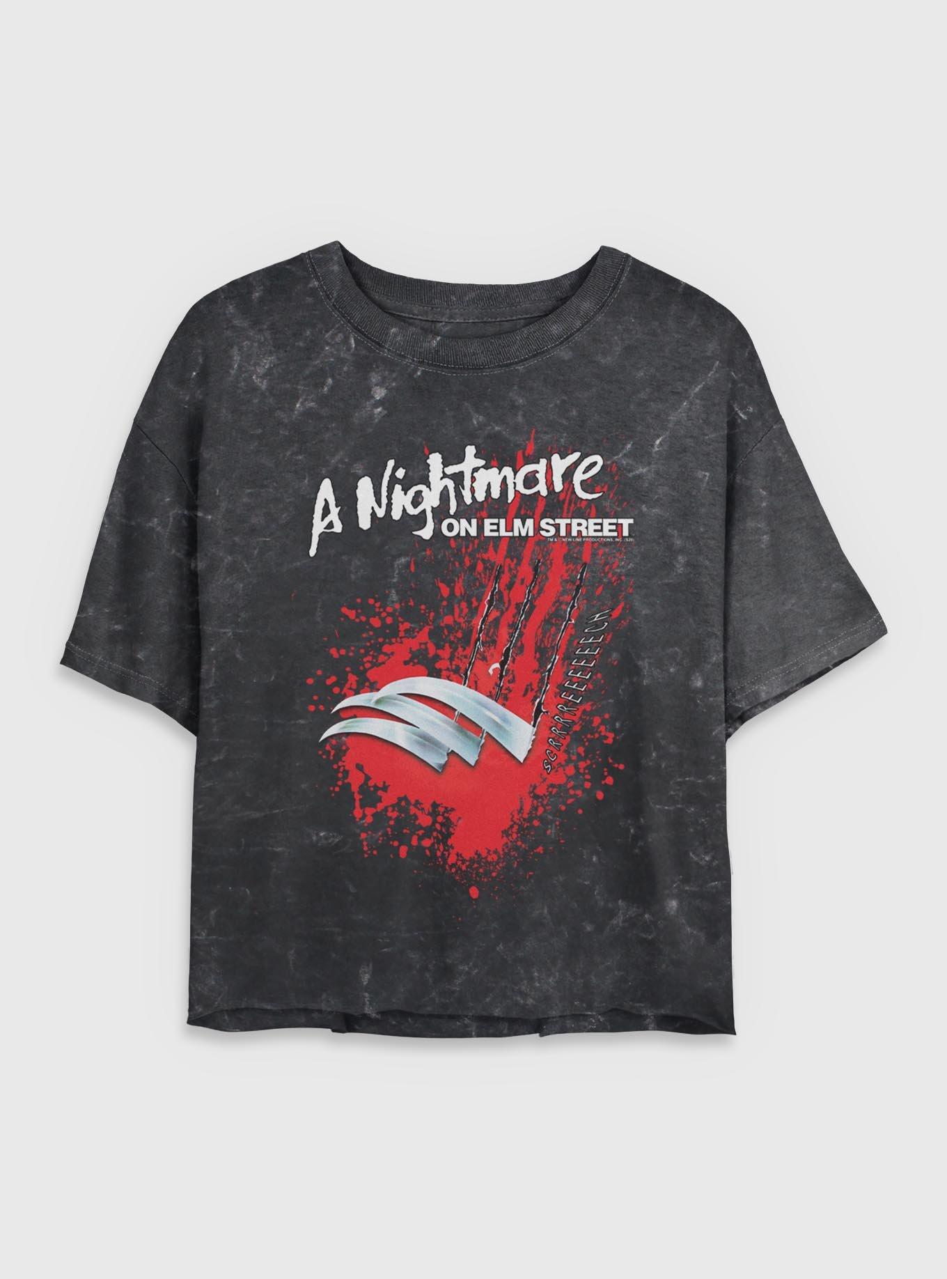 A Nightmare on Elm Street Claw Screech Girls Mineral Wash Crop T-Shirt, , hi-res