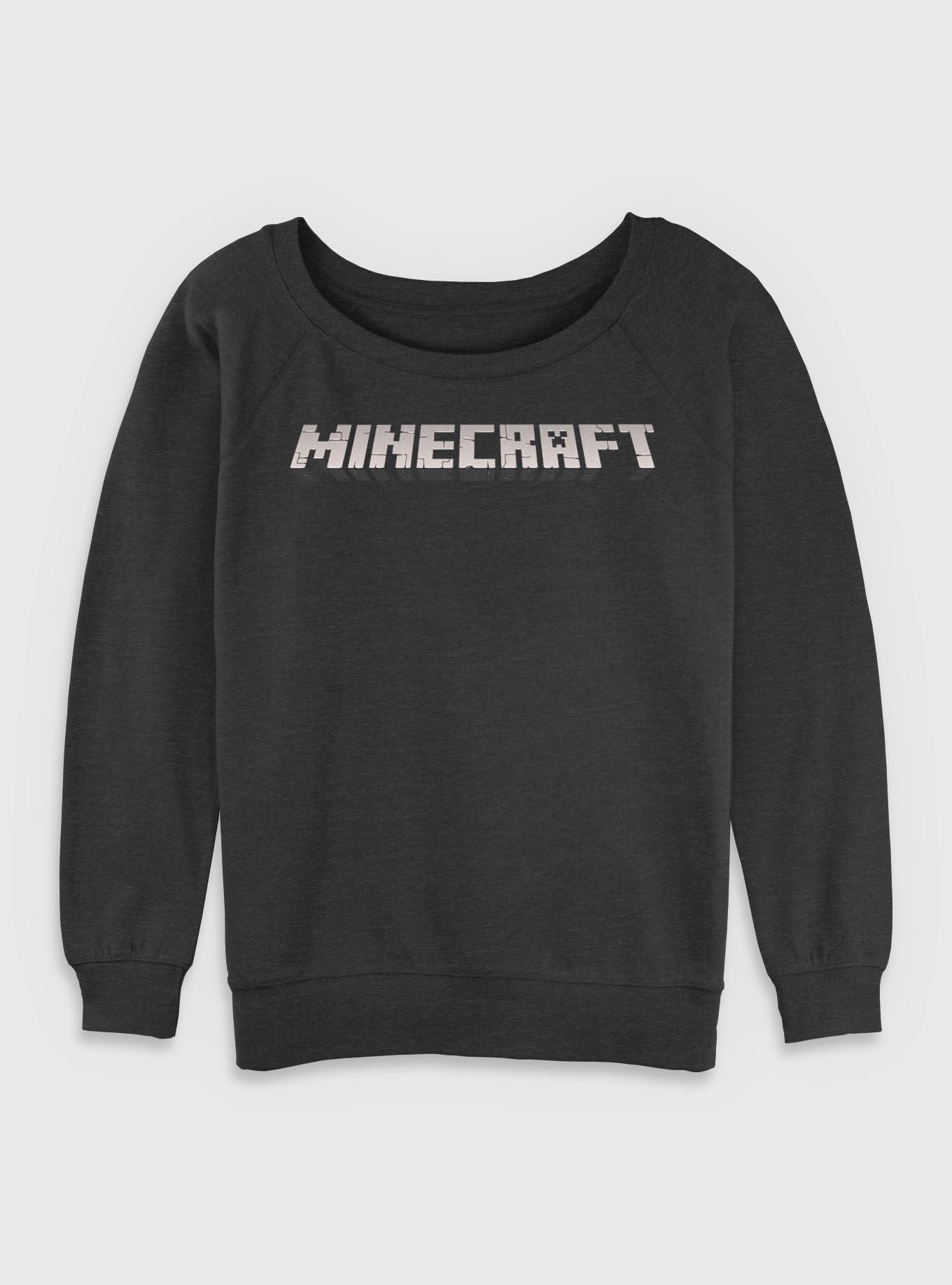 Minecraft Classic Logo Girls Slouchy Sweatshirt