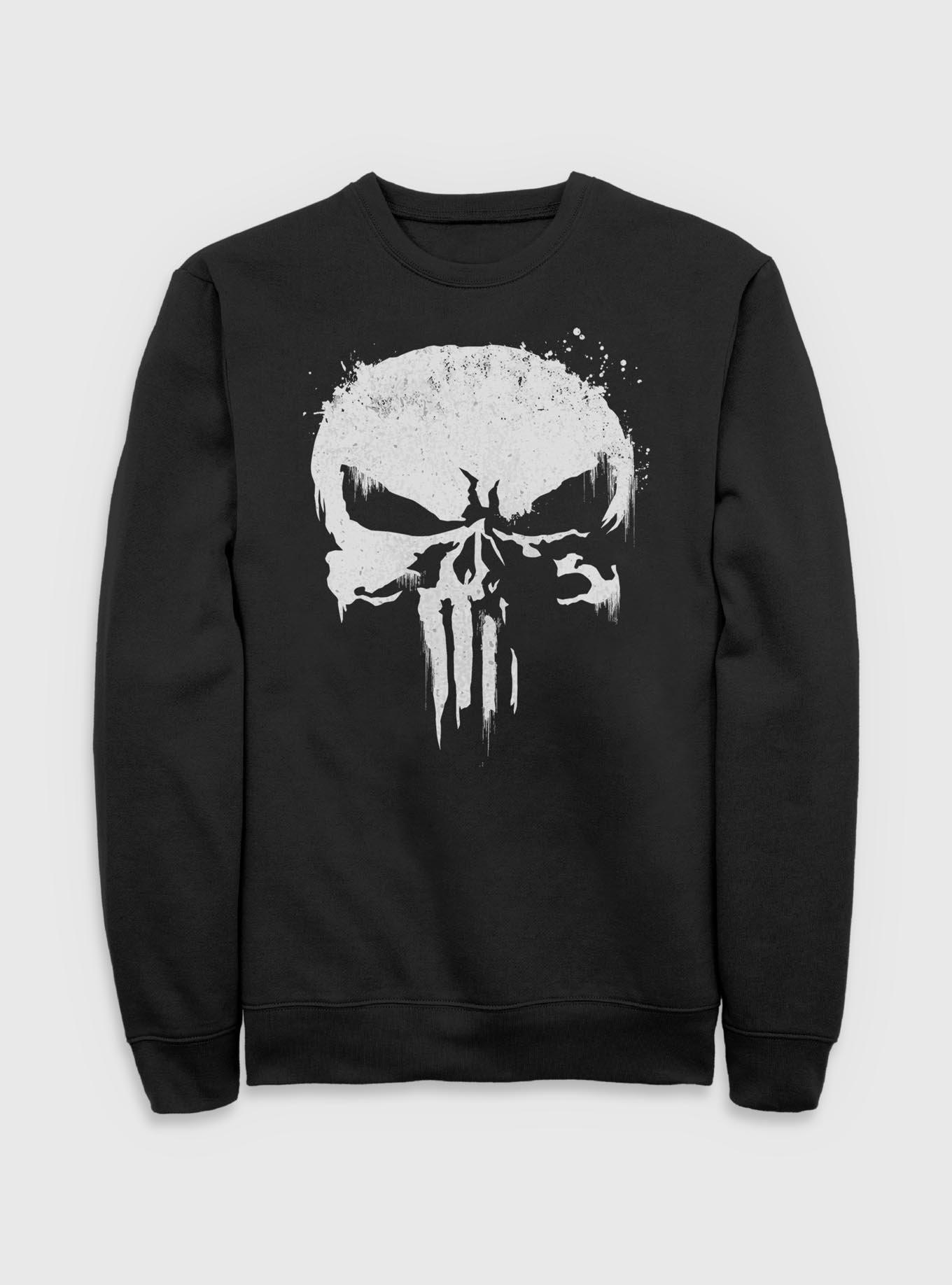 Marvel Punisher Skull Whiteout Sweatshirt, BLACK, hi-res