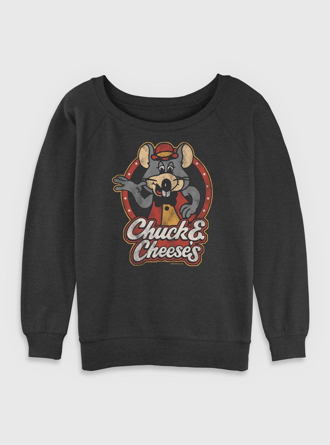 Chuck E Cheese OG Chuck Girls Slouchy Sweatshirt, CHAR HTR, hi-res