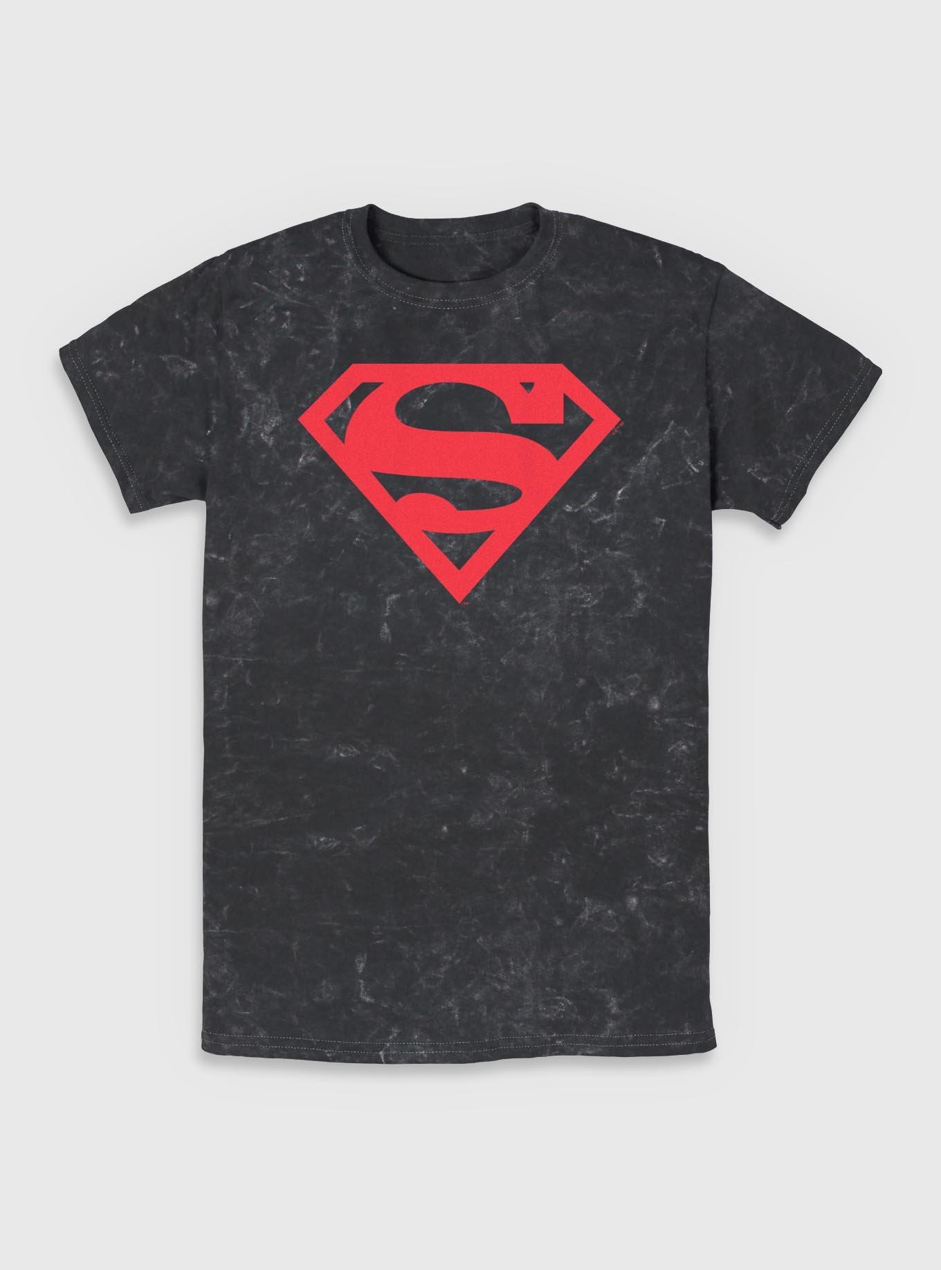 DC Superman Big Super Emblem Mineral Wash T-Shirt, BLACK, hi-res