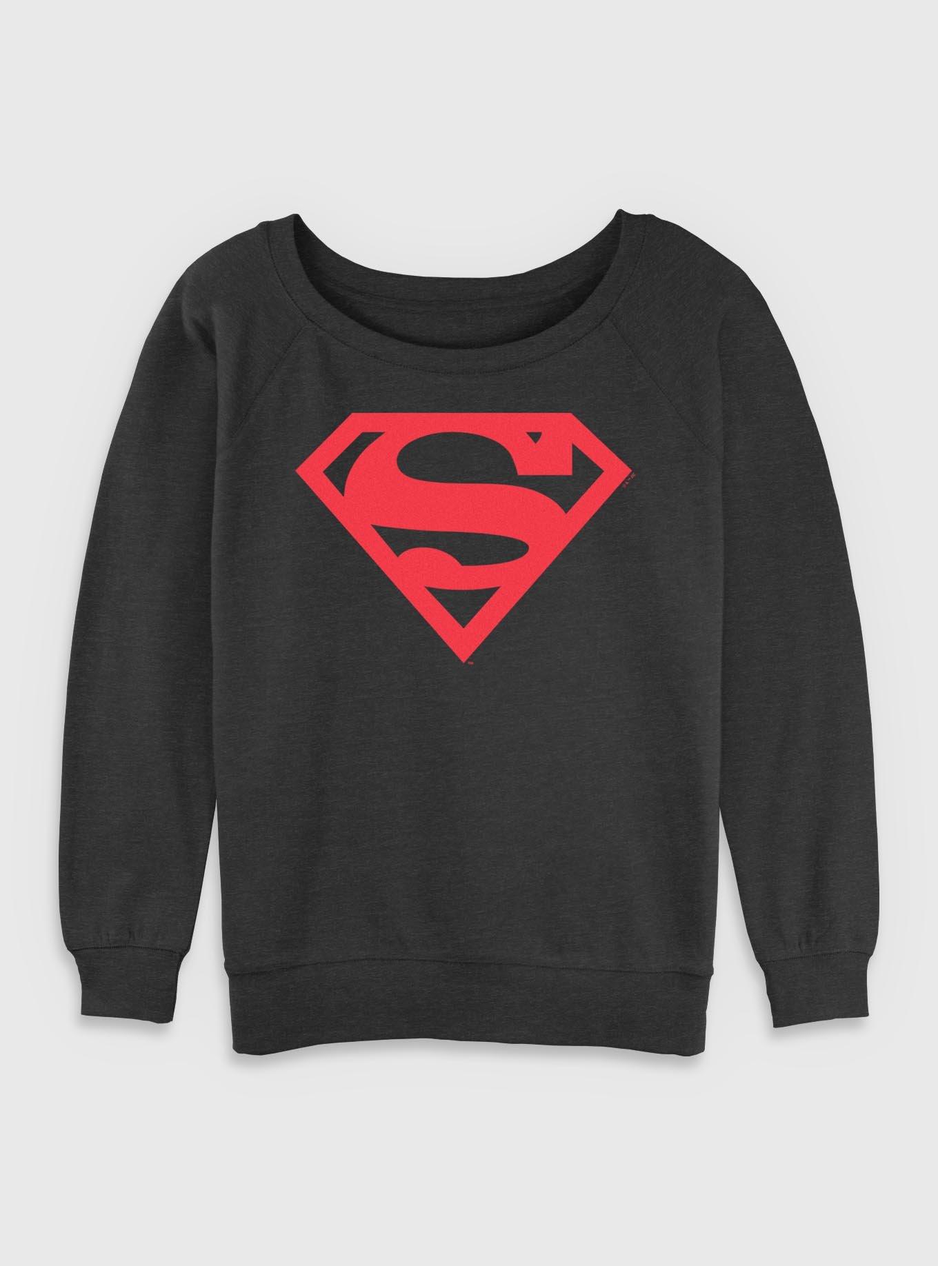 DC Superman Big Super Emblem Girls Slouchy Sweatshirt, CHAR HTR, hi-res