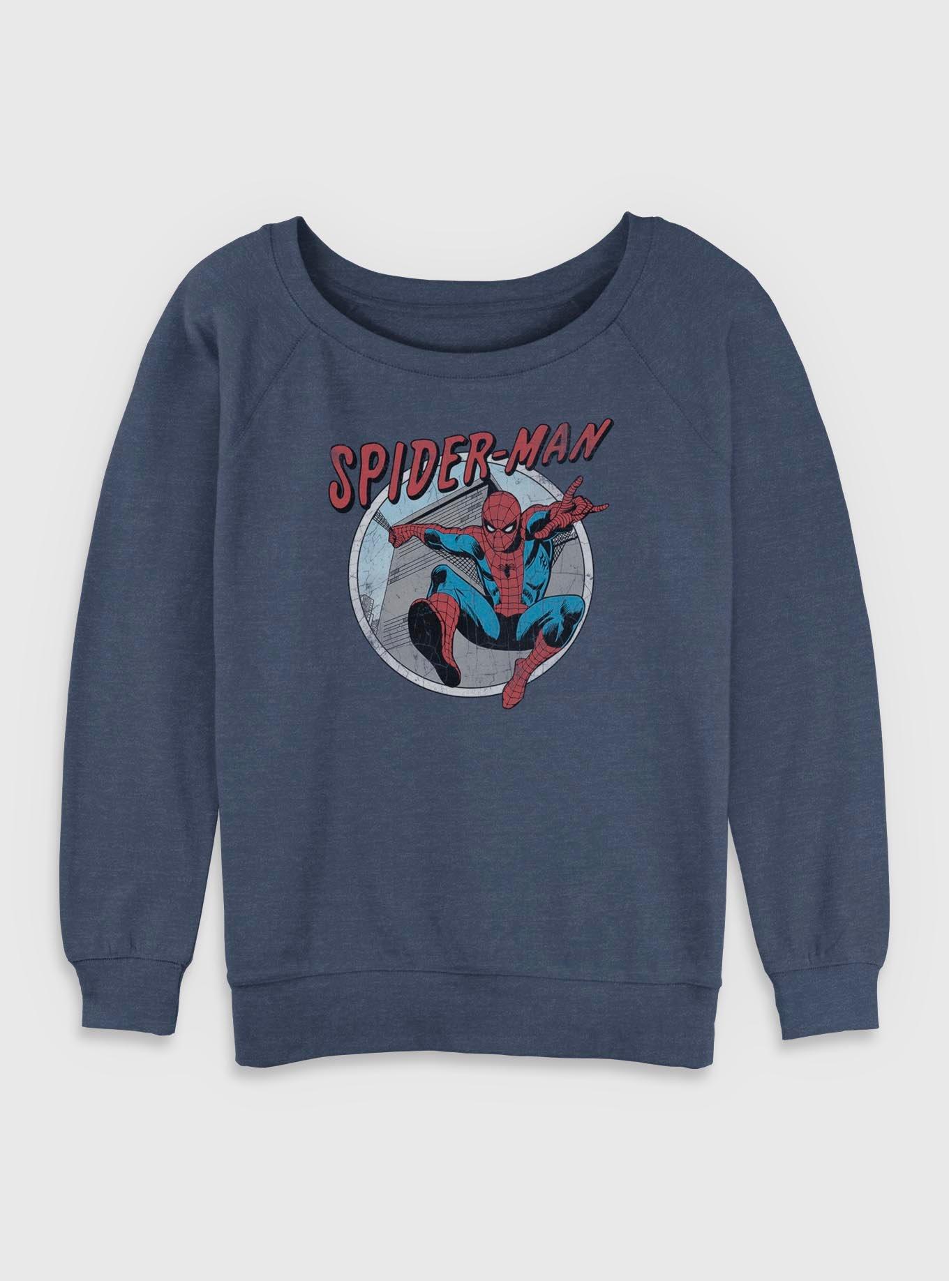 Marvel Spider-Man Retro Girls Slouchy Sweatshirt, BLUEHTR, hi-res