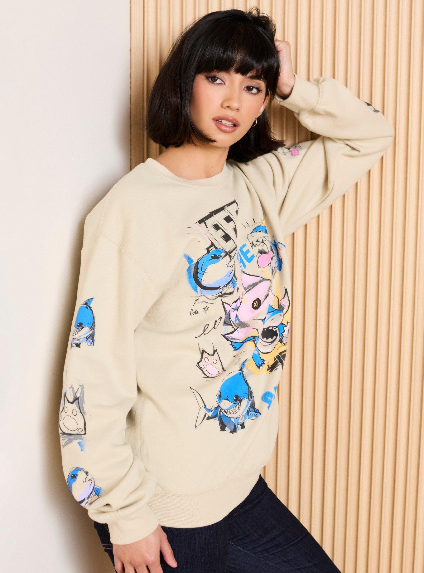 Marvel Rivals Jeff the Land Shark Doodle Portraits Women's Crewneck - BoxLunch Exclusive, , hi-res