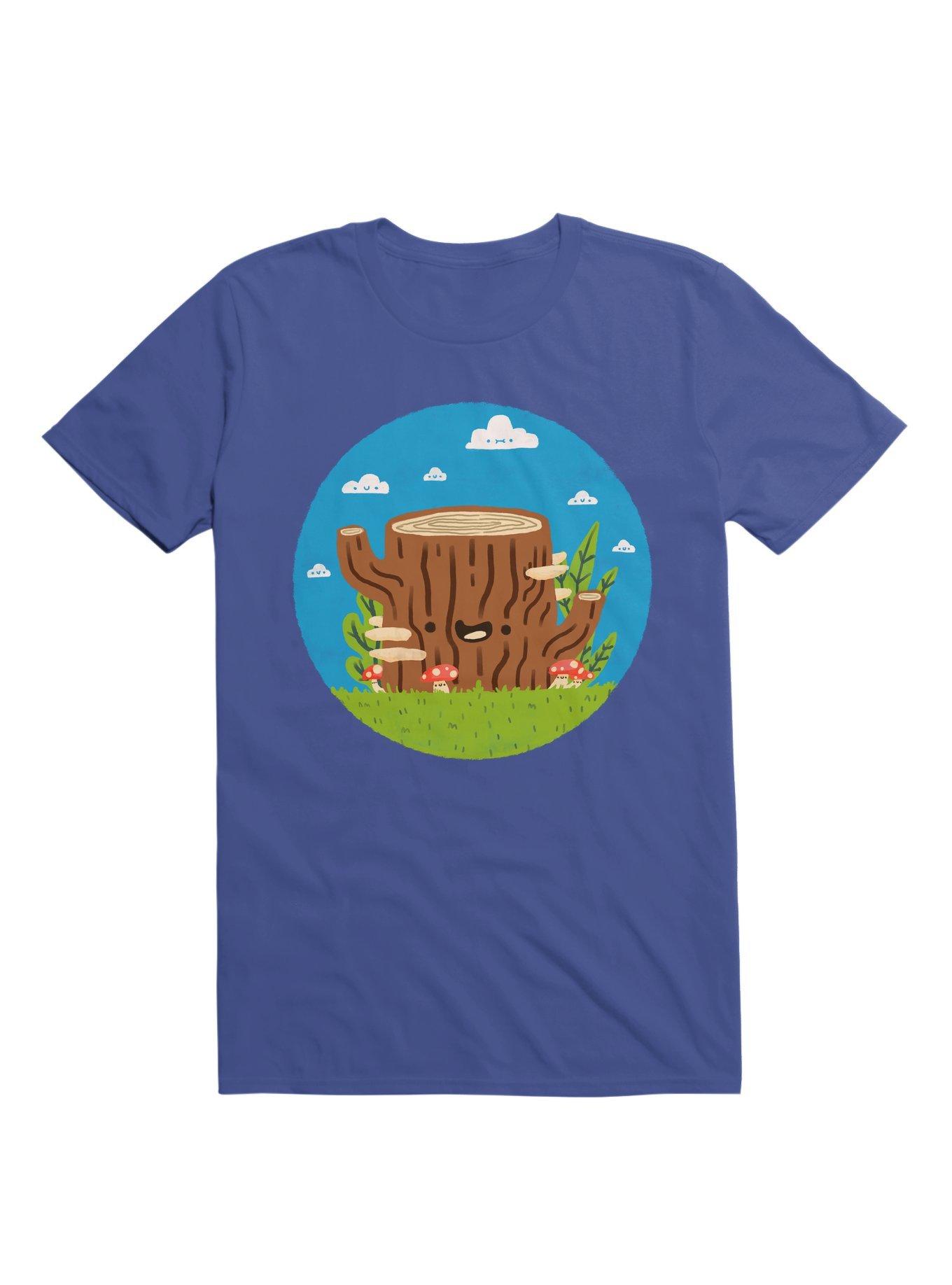 Nature Friends Smiling Tree Stump And Mushrooms T-Shirt, , hi-res