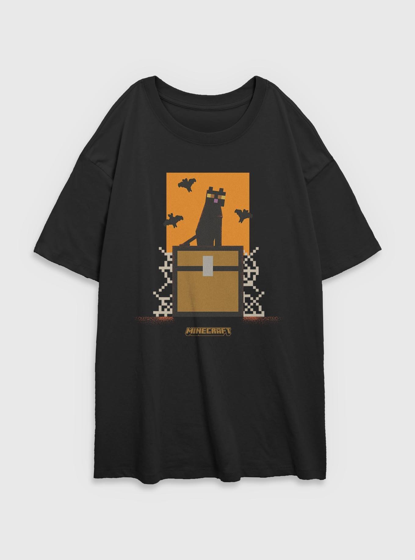 Minecraft Cat And Bats Womens Oversized T-Shirt