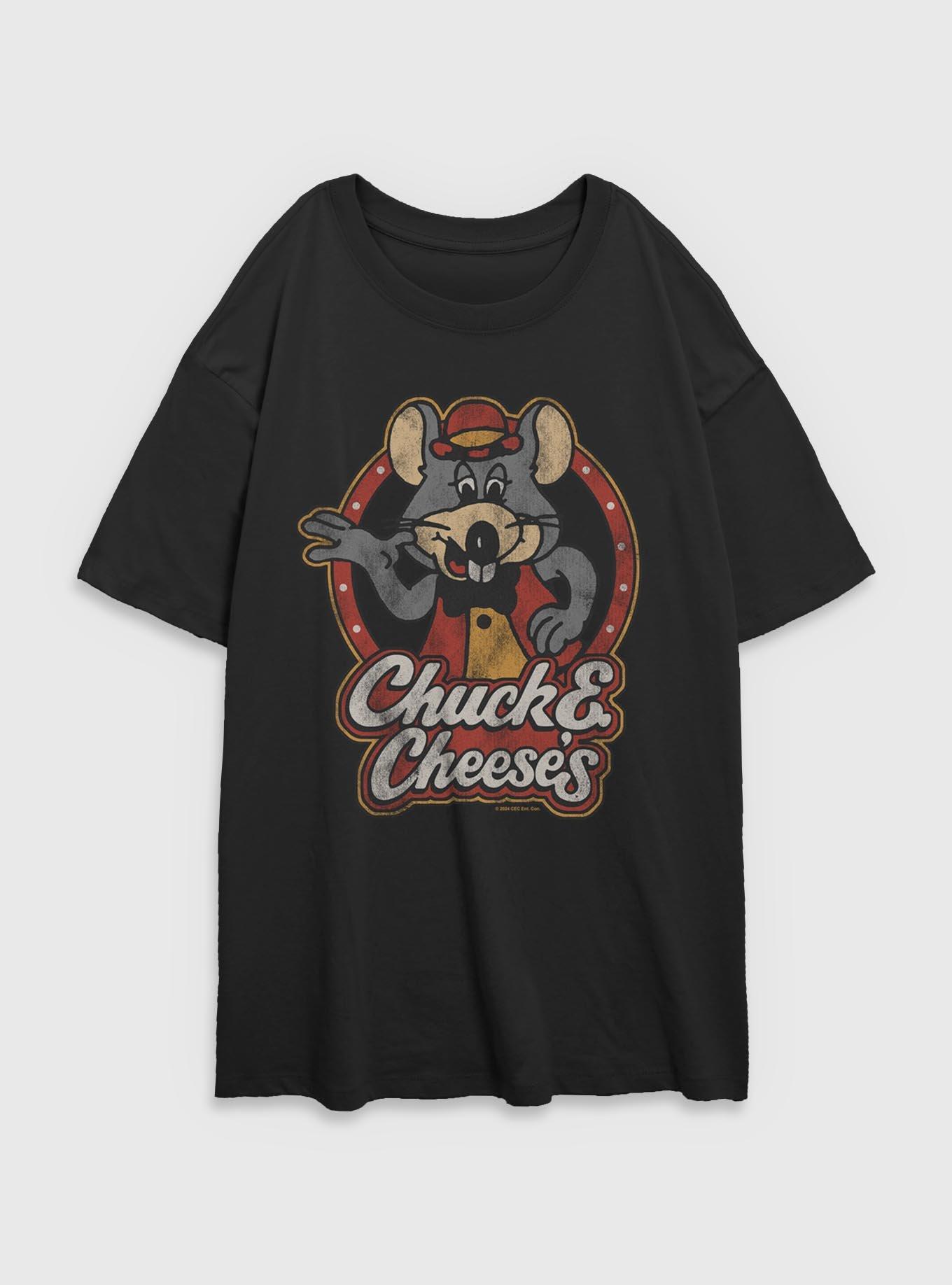 Chuck E Cheese OG Chuck Womens Oversized T-Shirt, BLACK, hi-res view 1