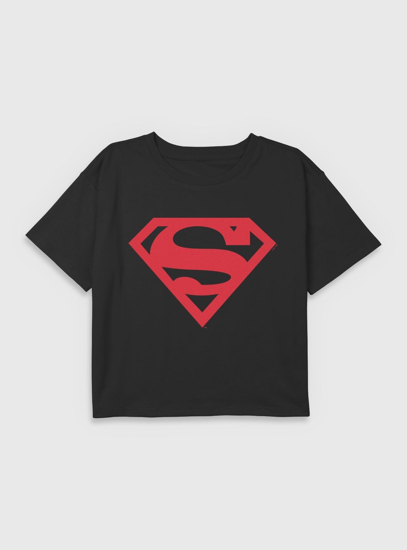 DC Superman Big Super Emblem Youth Girls Boxy Crop T-Shirt, , hi-res