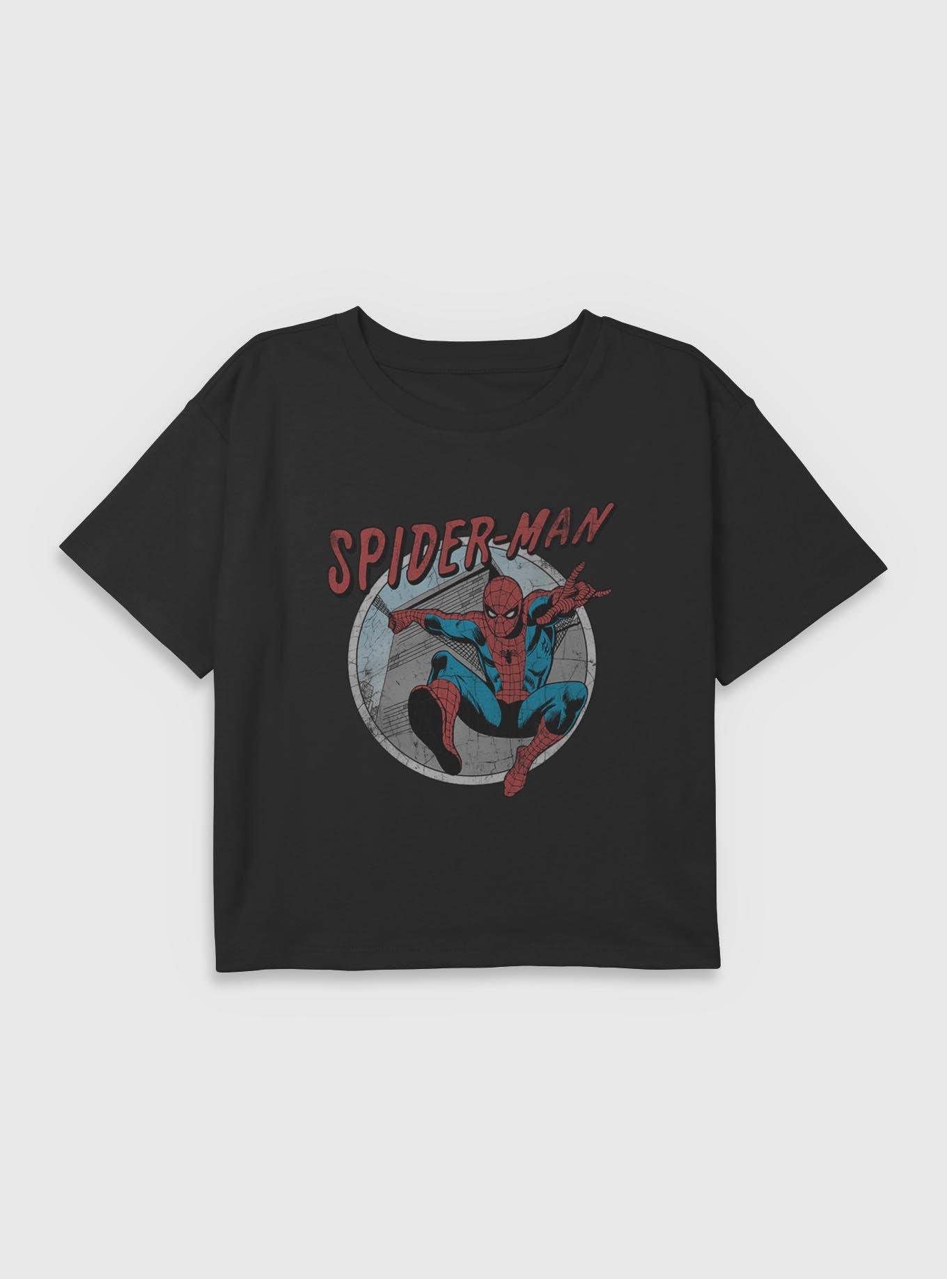 Marvel Spider-Man Retro Spider-Man Youth Girls Boxy Crop T-Shirt, , hi-res