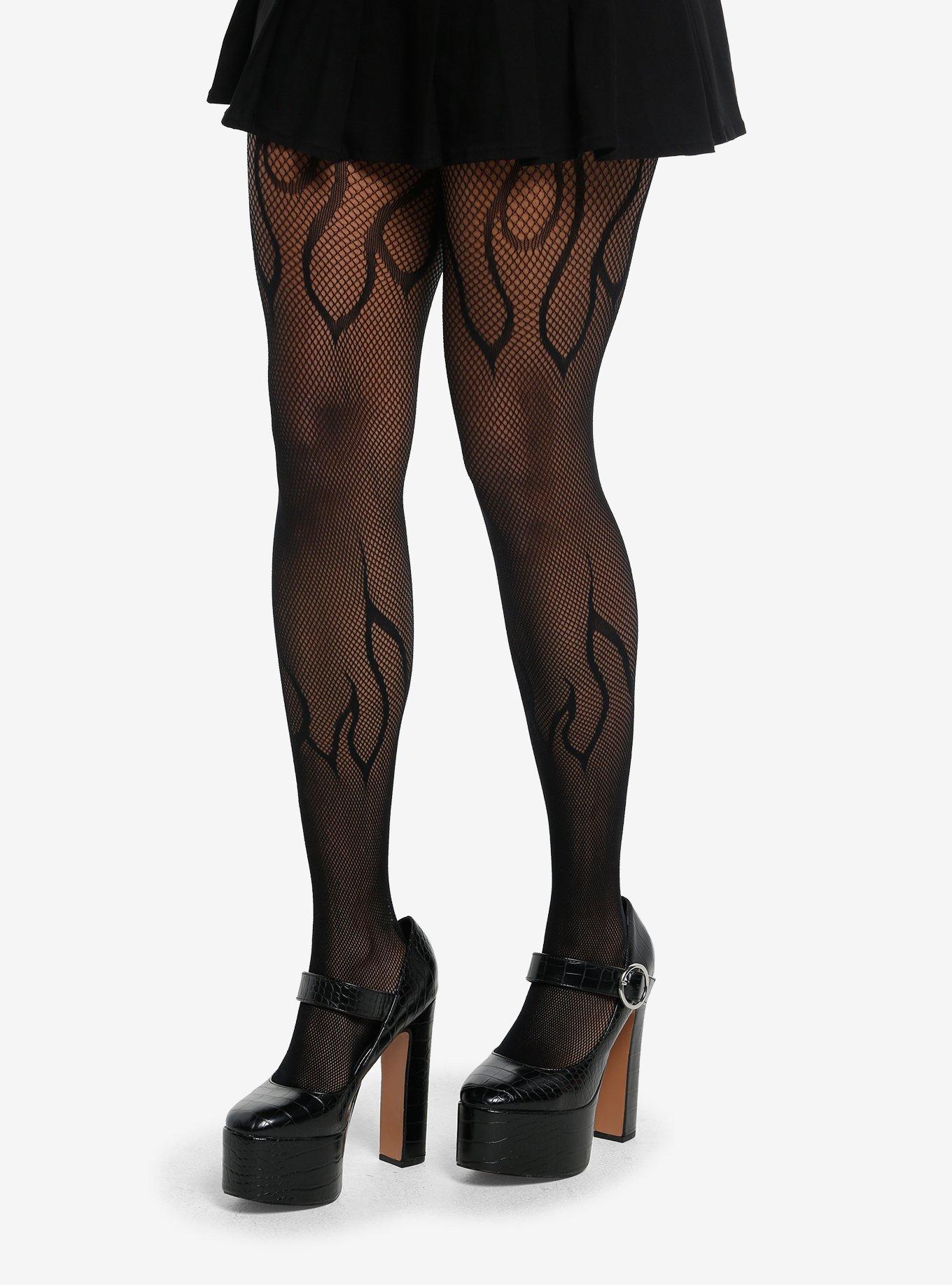 Leg Avenue Black Flame Fishnet Tights, , hi-res