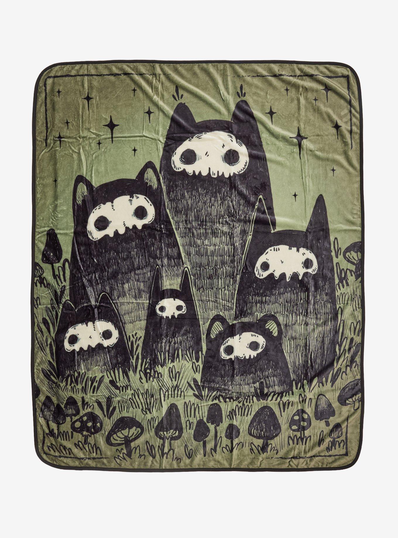 Skeleton Forest Creatures Throw Blanket By Guild Of Calamity, , hi-res