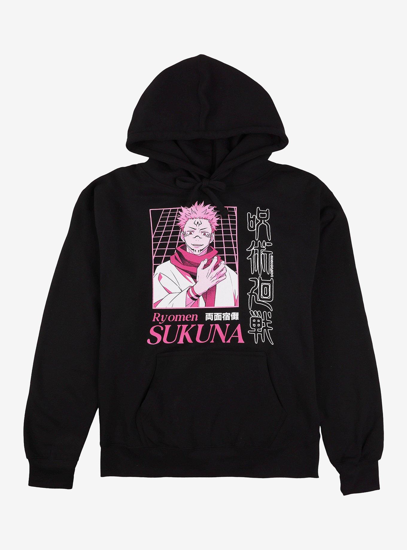 Jujutsu Kaisen Sukuna Black & Pink Portrait Hoodie