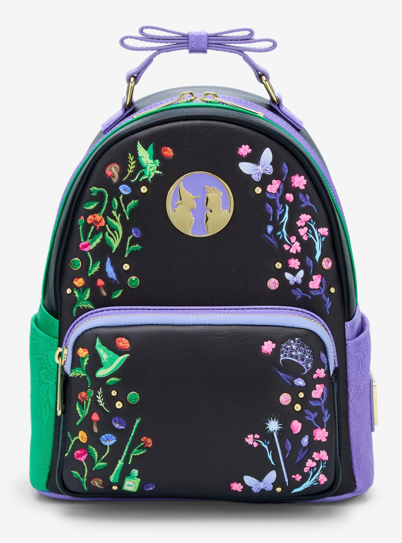 Loungefly Wicked Silhouette Floral Gem Mini Backpack | Hot Topic display picture 1