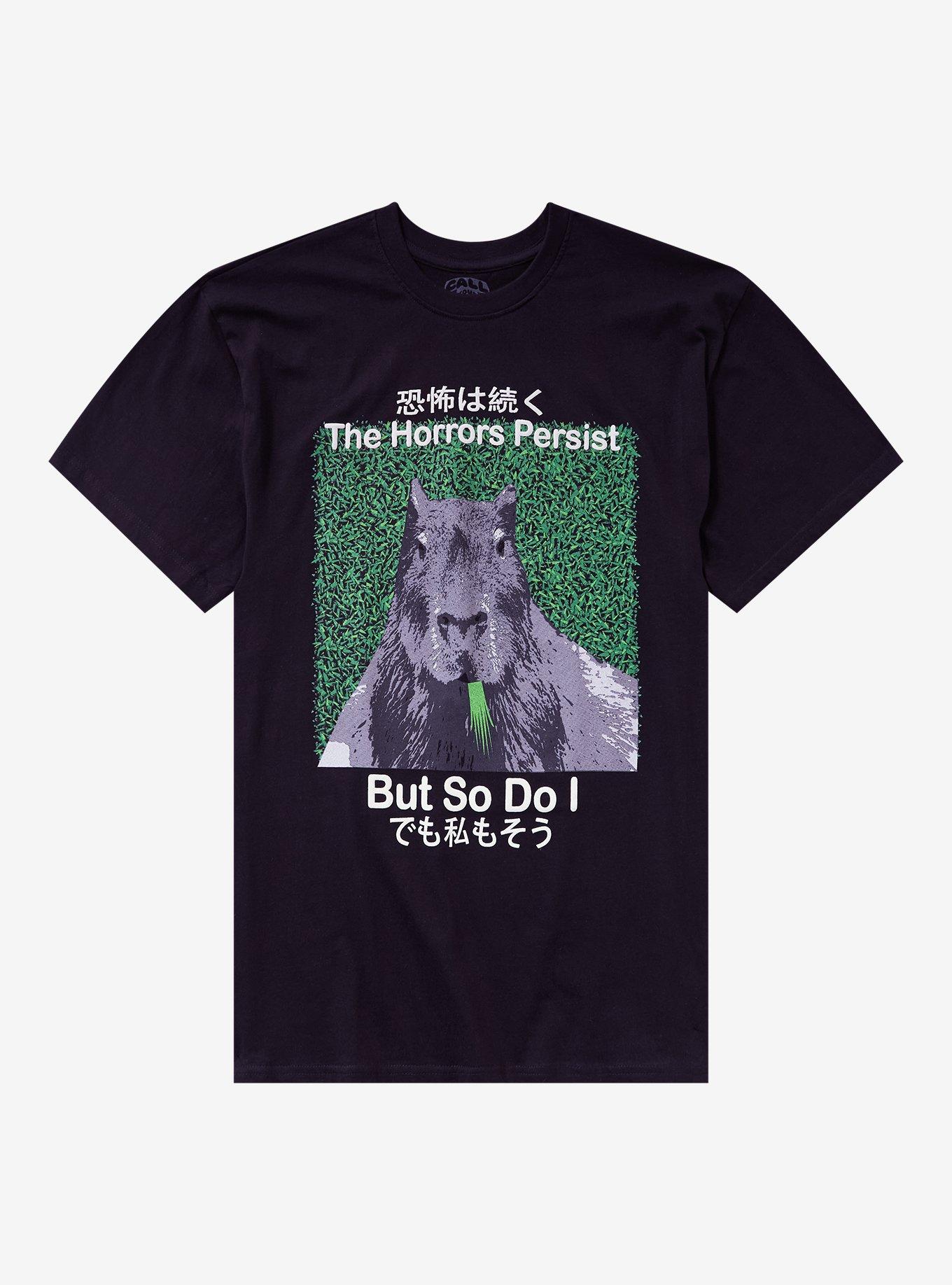 Capybara Horrors Persist Kanji Puff Print T-Shirt By Call Your Mother, , hi-res