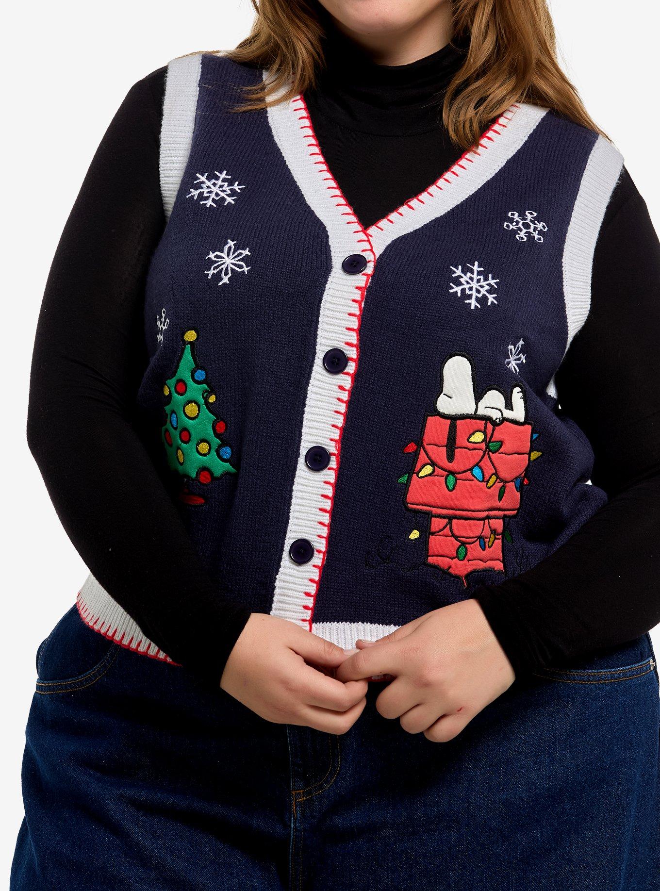 Peanuts Snoopy Holiday Girls Sweater Vest Plus Size, , hi-res