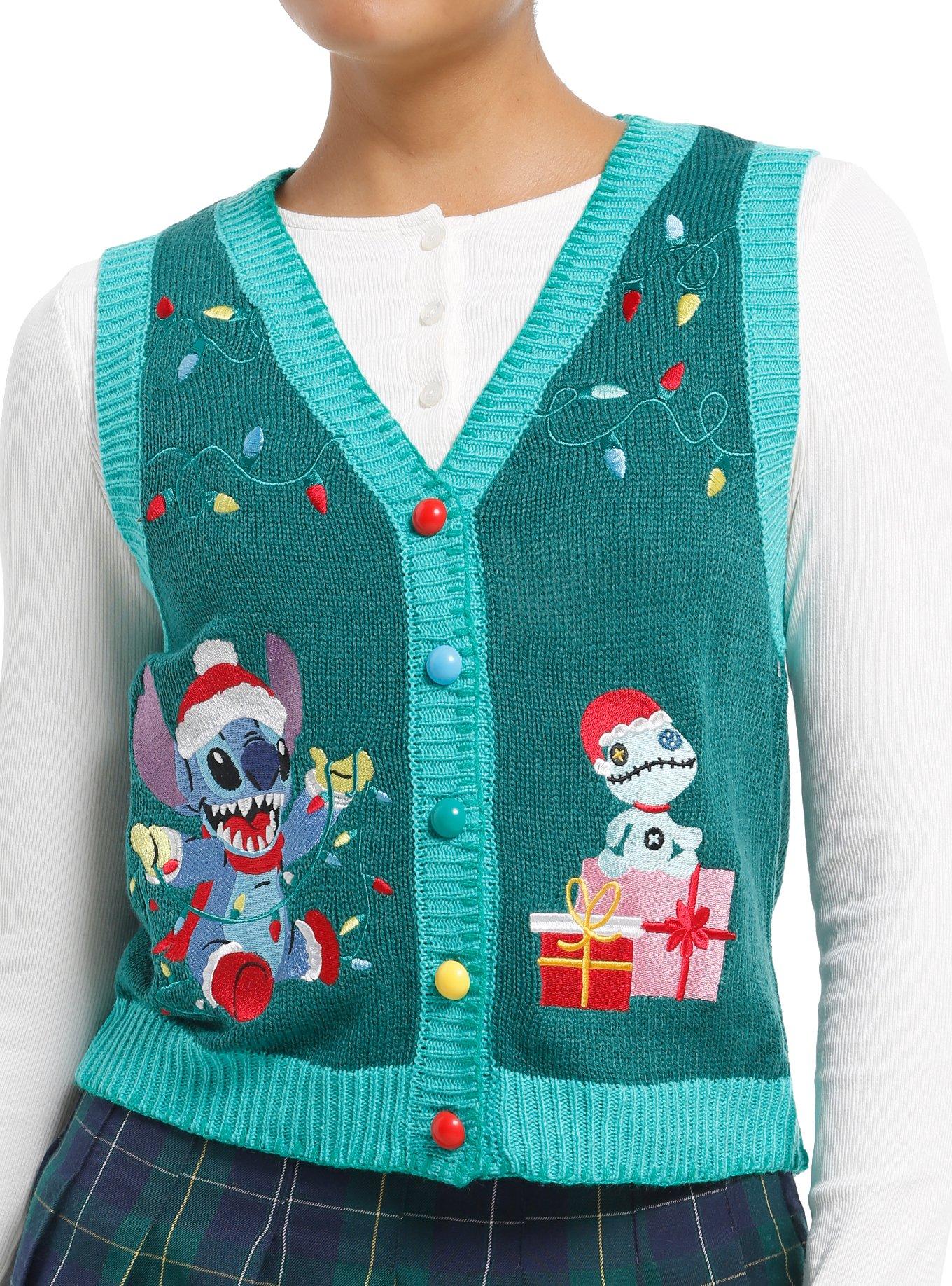 Disney Stitch Holiday Girls Sweater Vest
