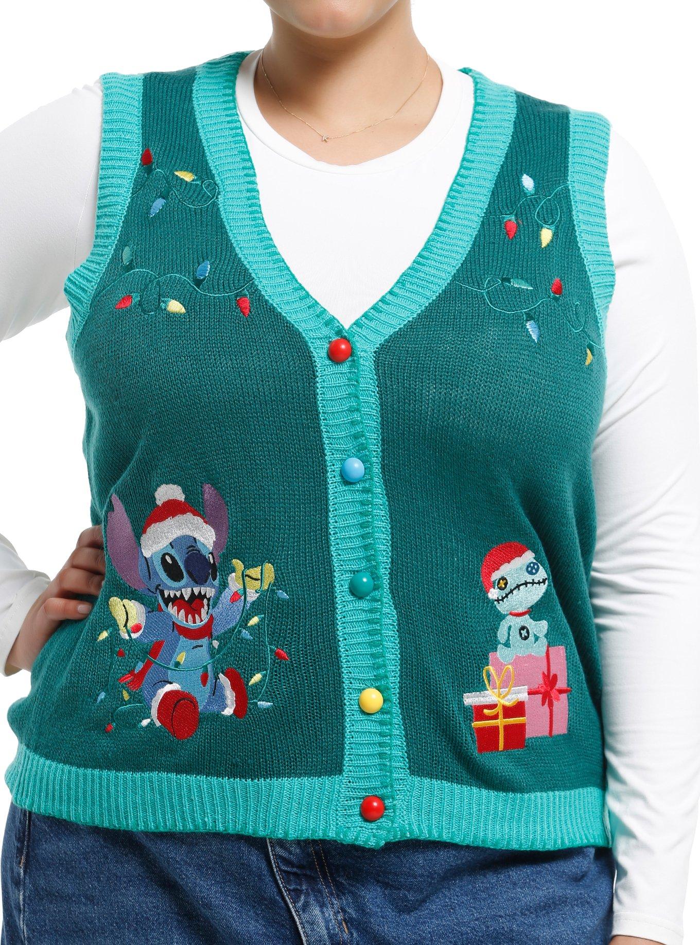 Disney Stitch Holiday Girls Sweater Vest Plus Size, , hi-res