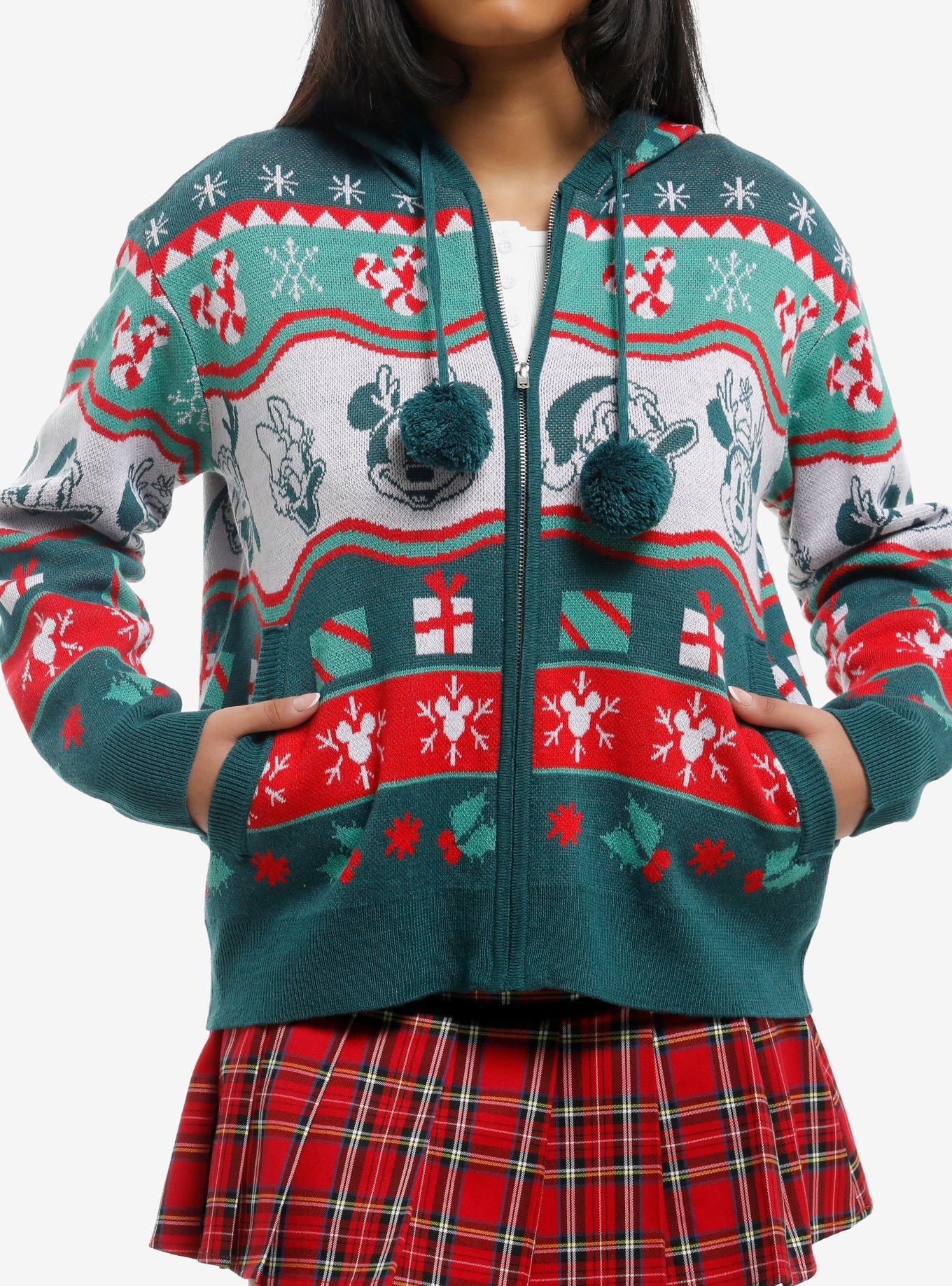 Disney Mickey Mouse And Friends Fair Isle Girls Knit Hoodie, , hi-res