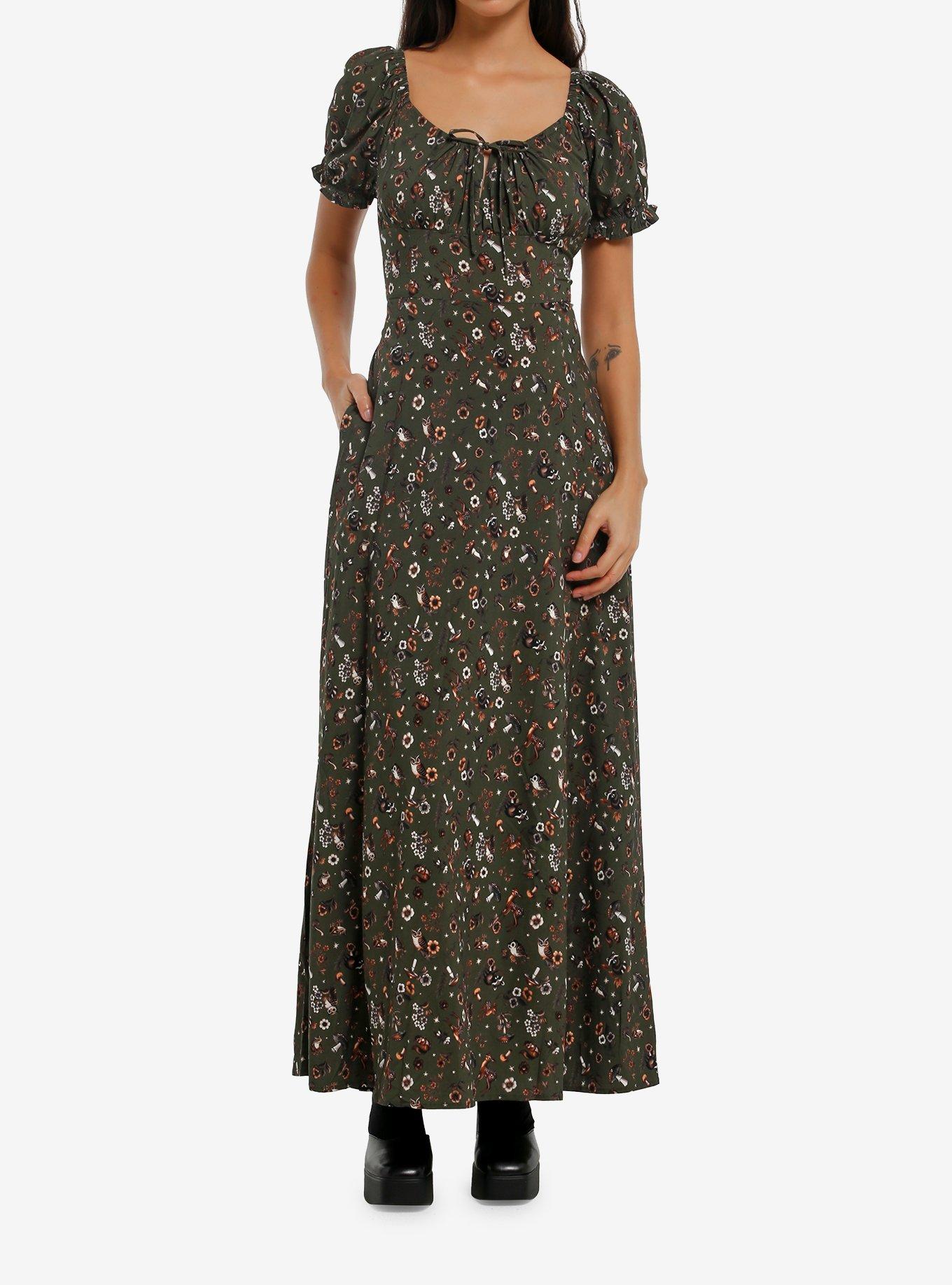 Thorn & Fable Woodland Creature Floral Maxi Dress, , hi-res