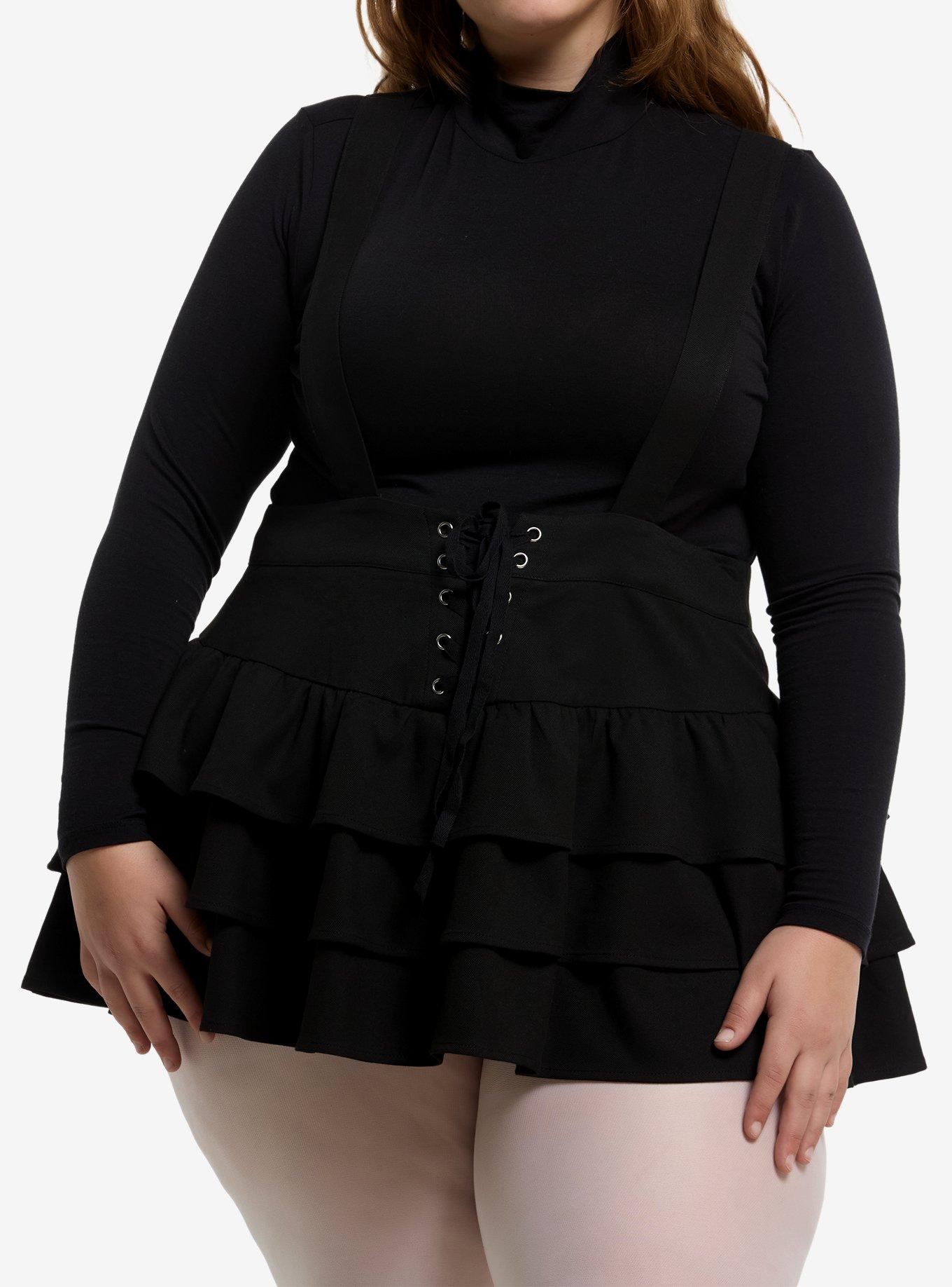 Thorn & Fable Black Tiered Skirtall Plus Size, , hi-res