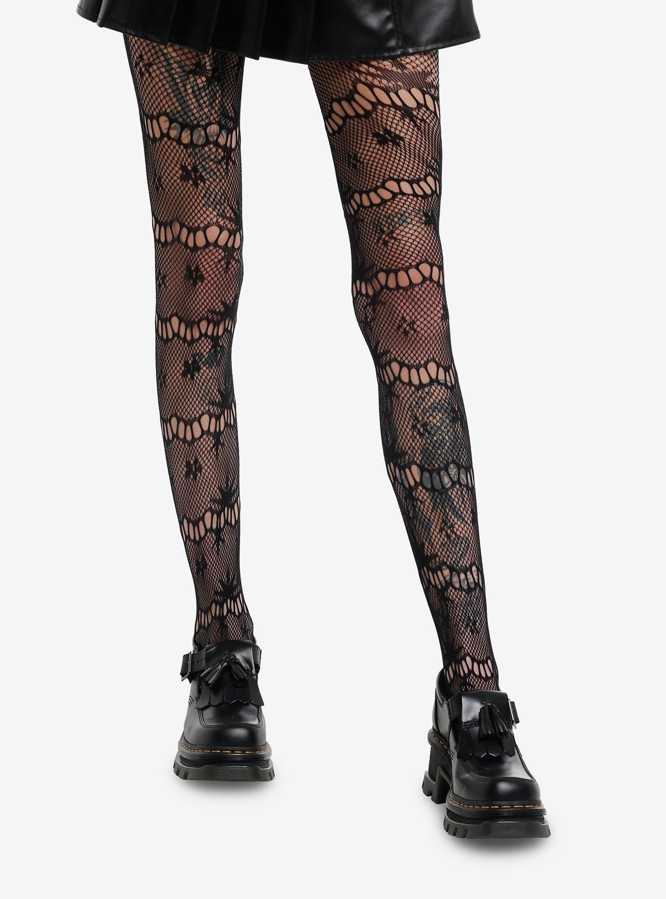 Black Doily Layer Fishnet Tights, , hi-res