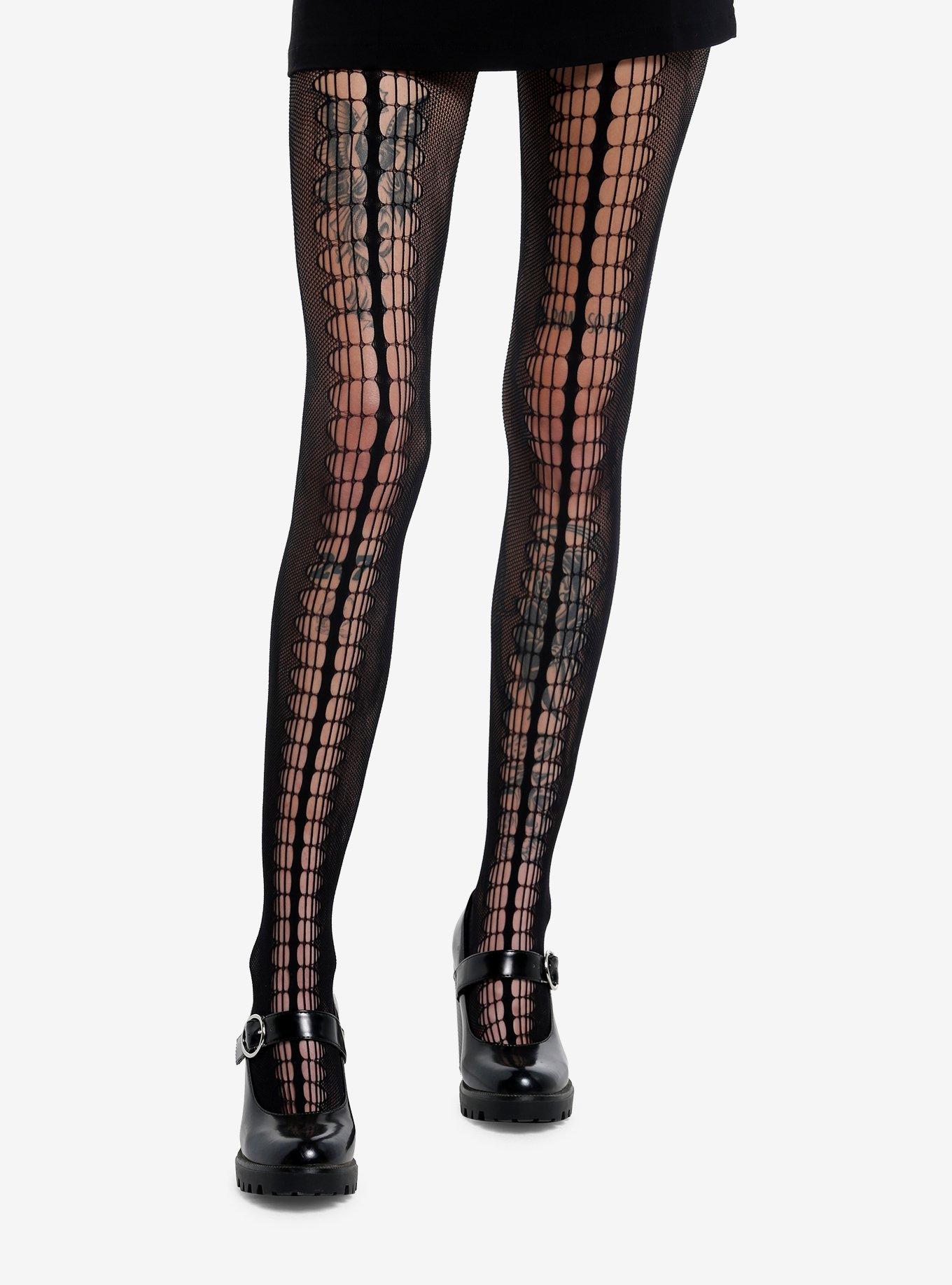 Front Seam Cutout Sheer Tights, , hi-res