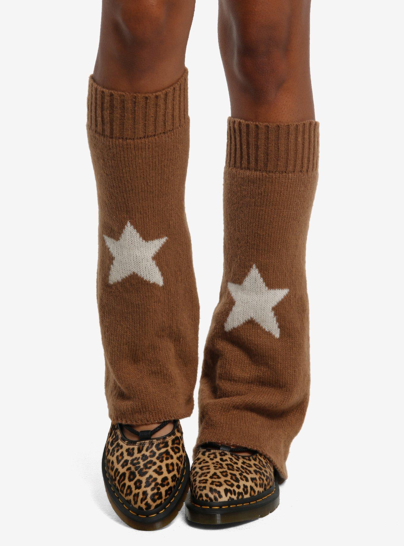 Brown & White Star Leg Warmers, , hi-res