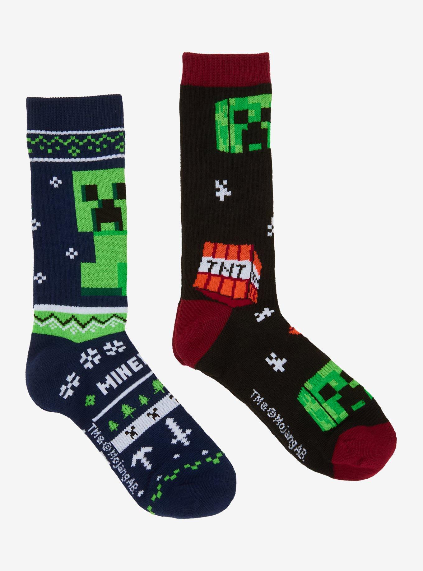 Minecraft Creeper Fair Isle Crew Socks 2 Pair, , hi-res