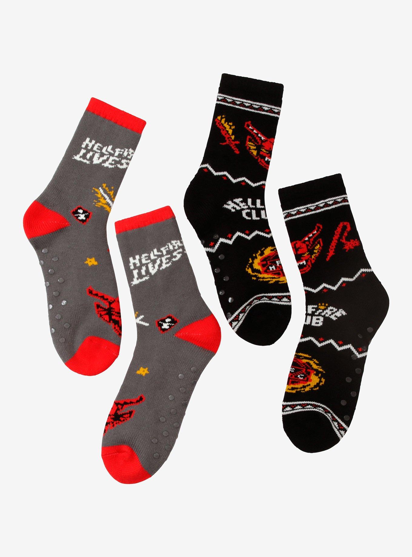 Stranger Things Hellfire Club Cozy Slipper Socks 2 Pair, , hi-res