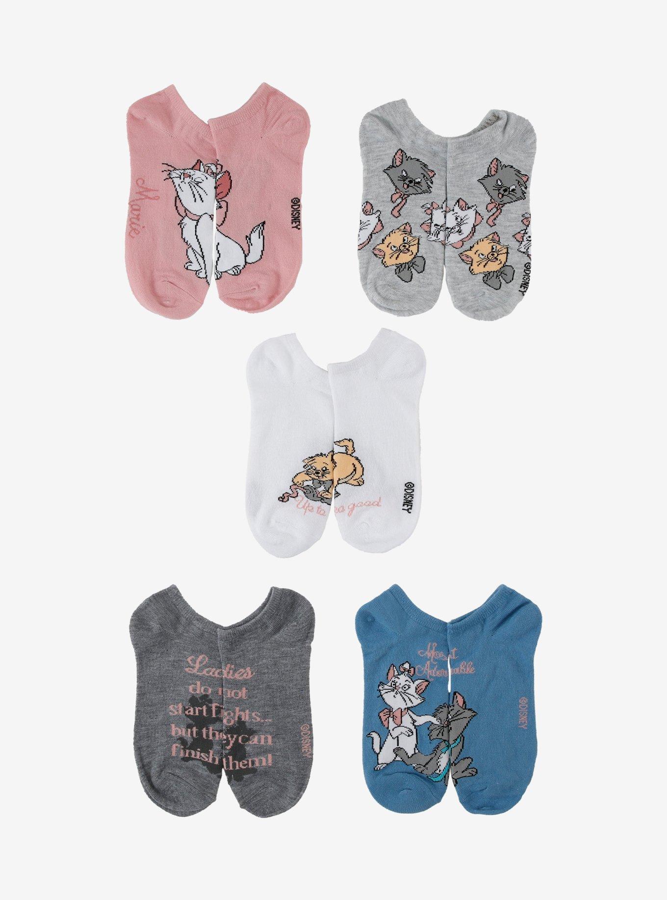 Disney The Aristocats Kittens No-Show Socks 5 Pair, , hi-res