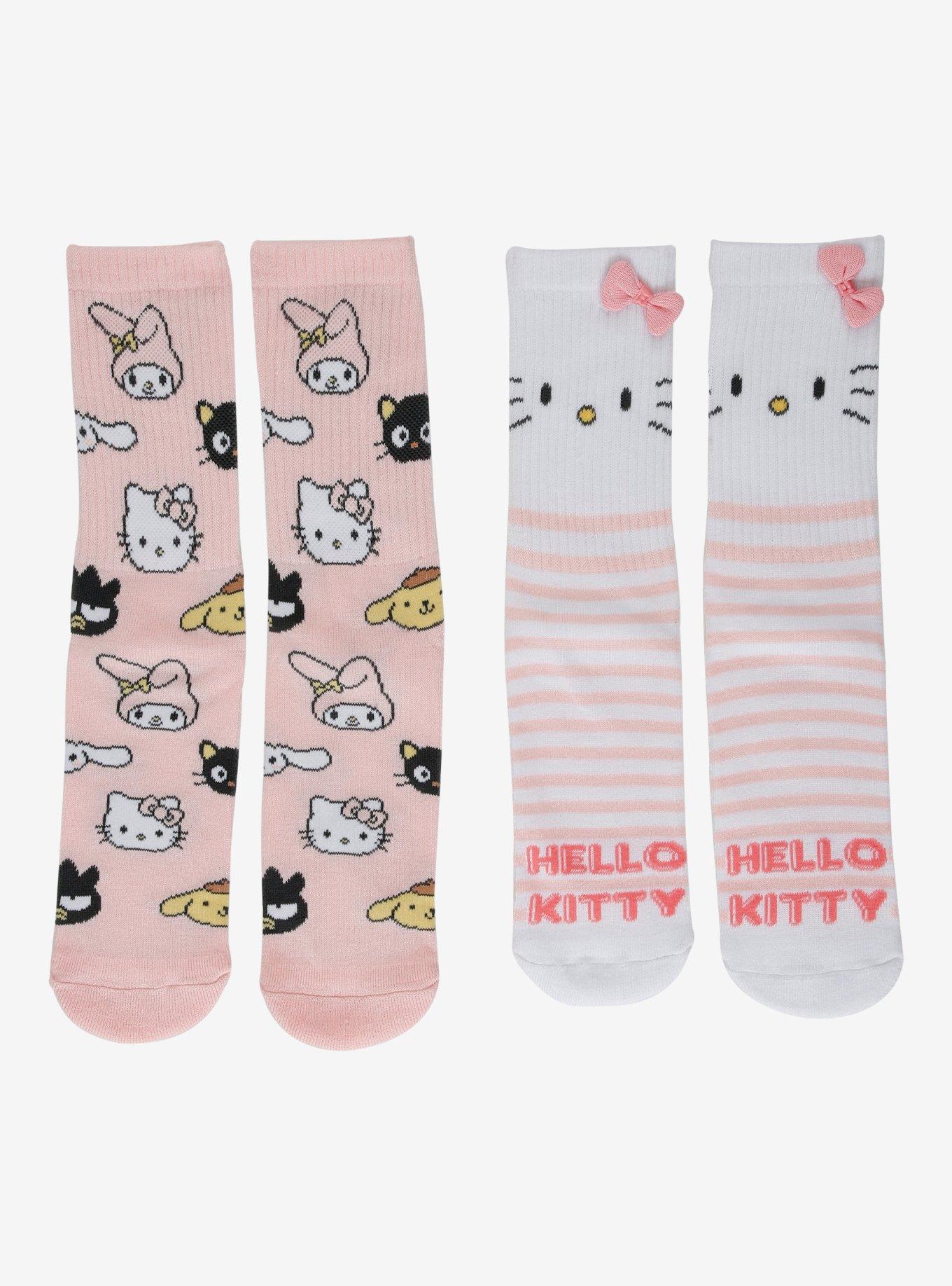 Hello Kitty And Friends Toss & Stripe Crew Socks 2 Pair, , hi-res