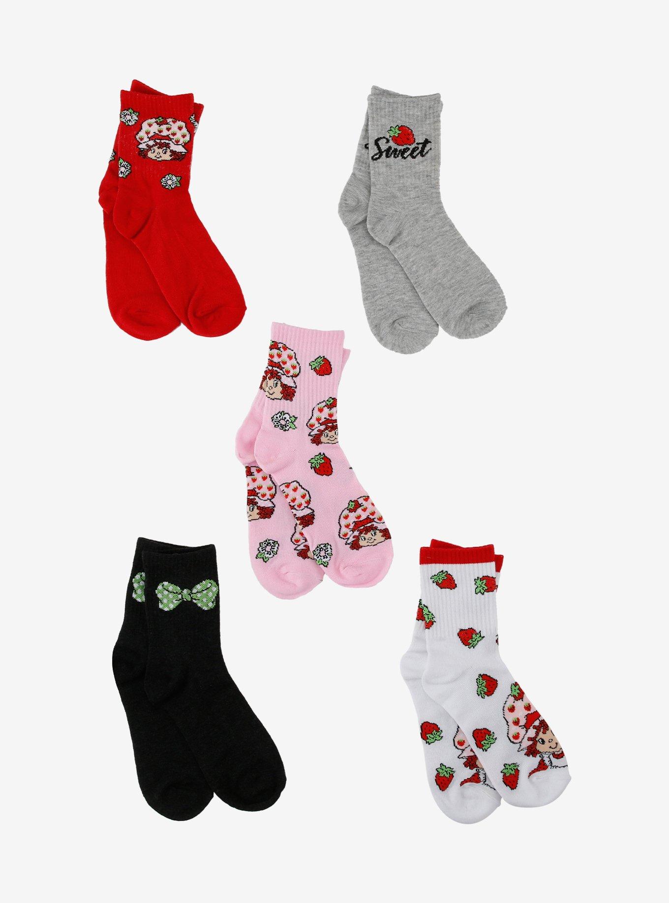 Strawberry Shortcake Floral Bow Ankle Socks 5 Pair, , hi-res