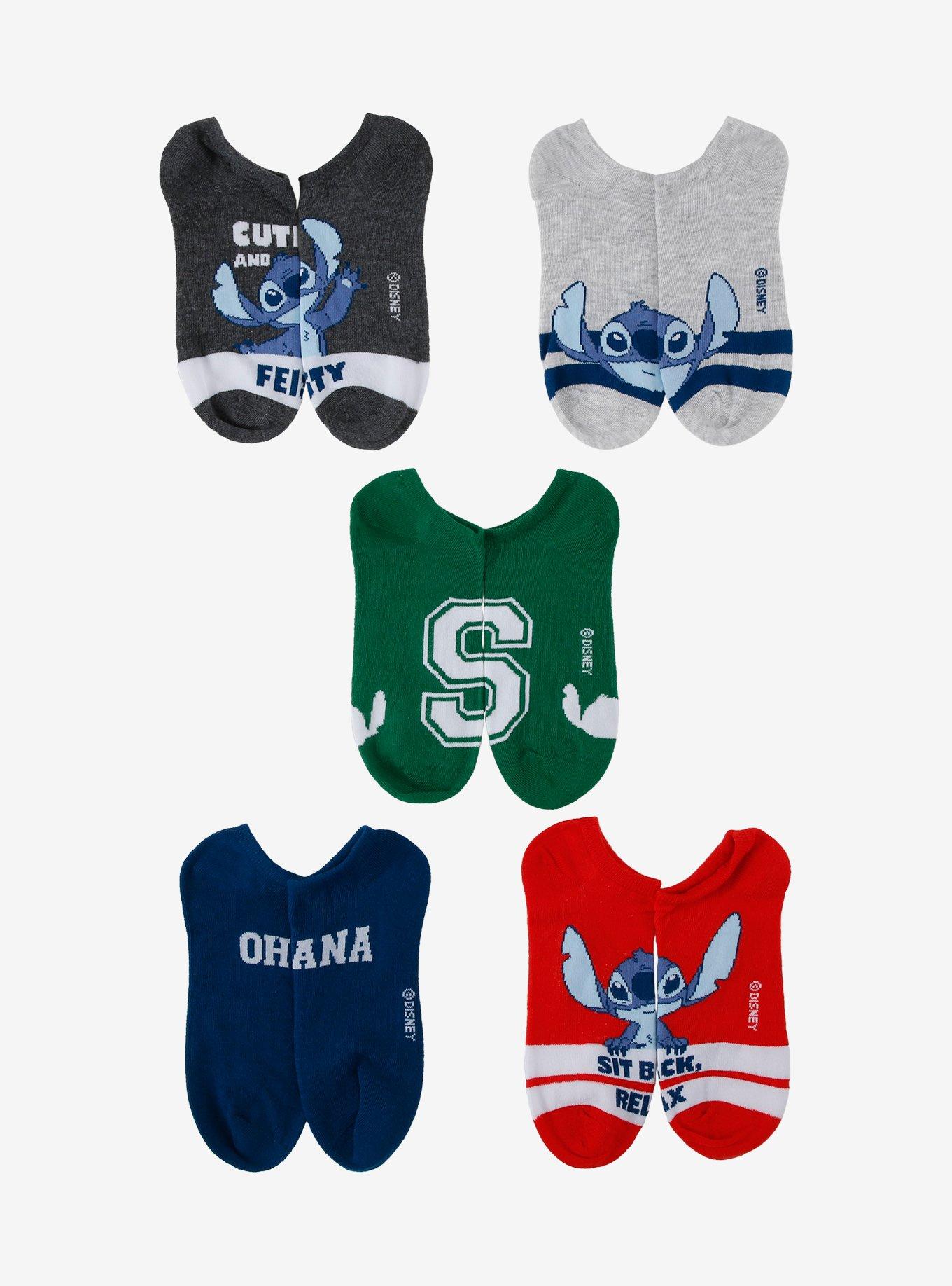 Disney Stitch Varsity No-Show Socks 5 Pair, , hi-res