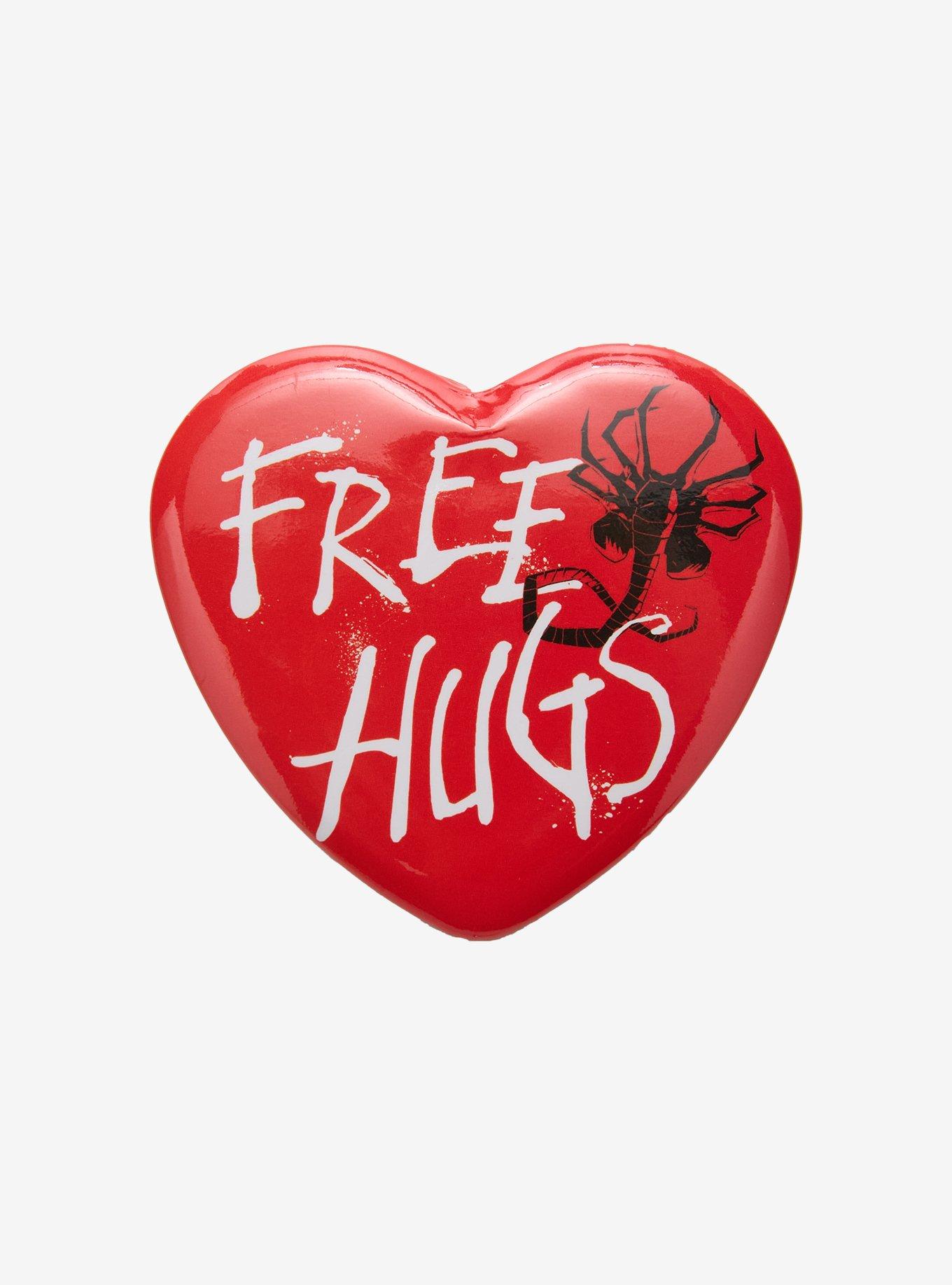 Alien Facehugger Free Hugs Heart Button, , hi-res