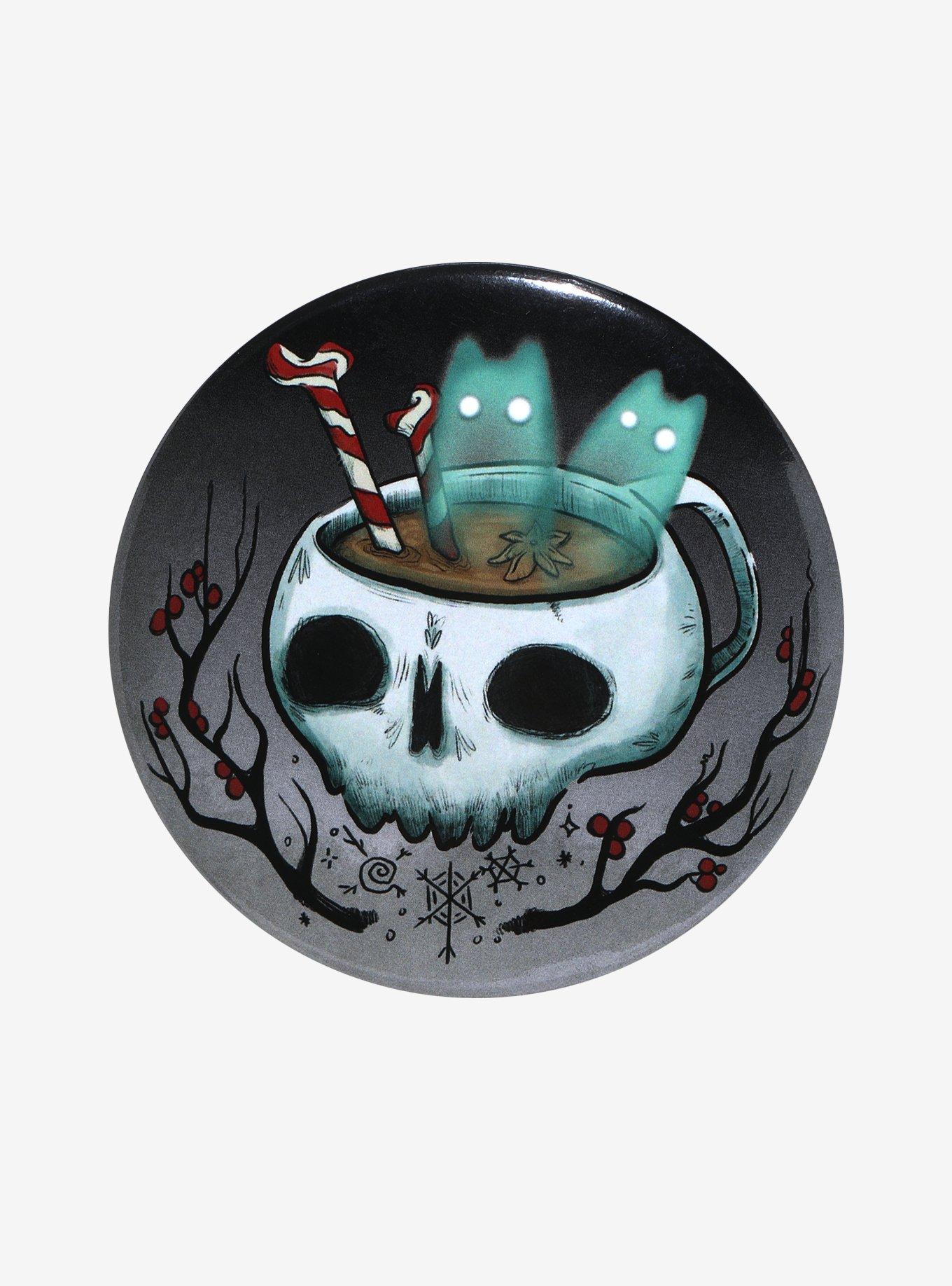 Skull Coffee Mug 3 Inch Button By Guild Of Calamity, , hi-res