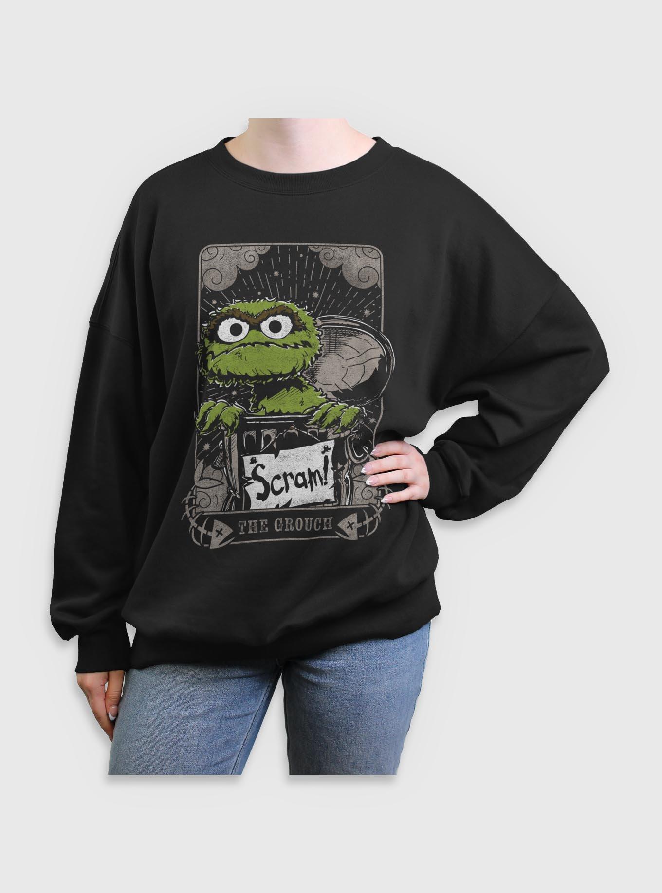 Sesame Street The Grouch Tarot Girls Oversized Sweatshirt, BLACK, hi-res
