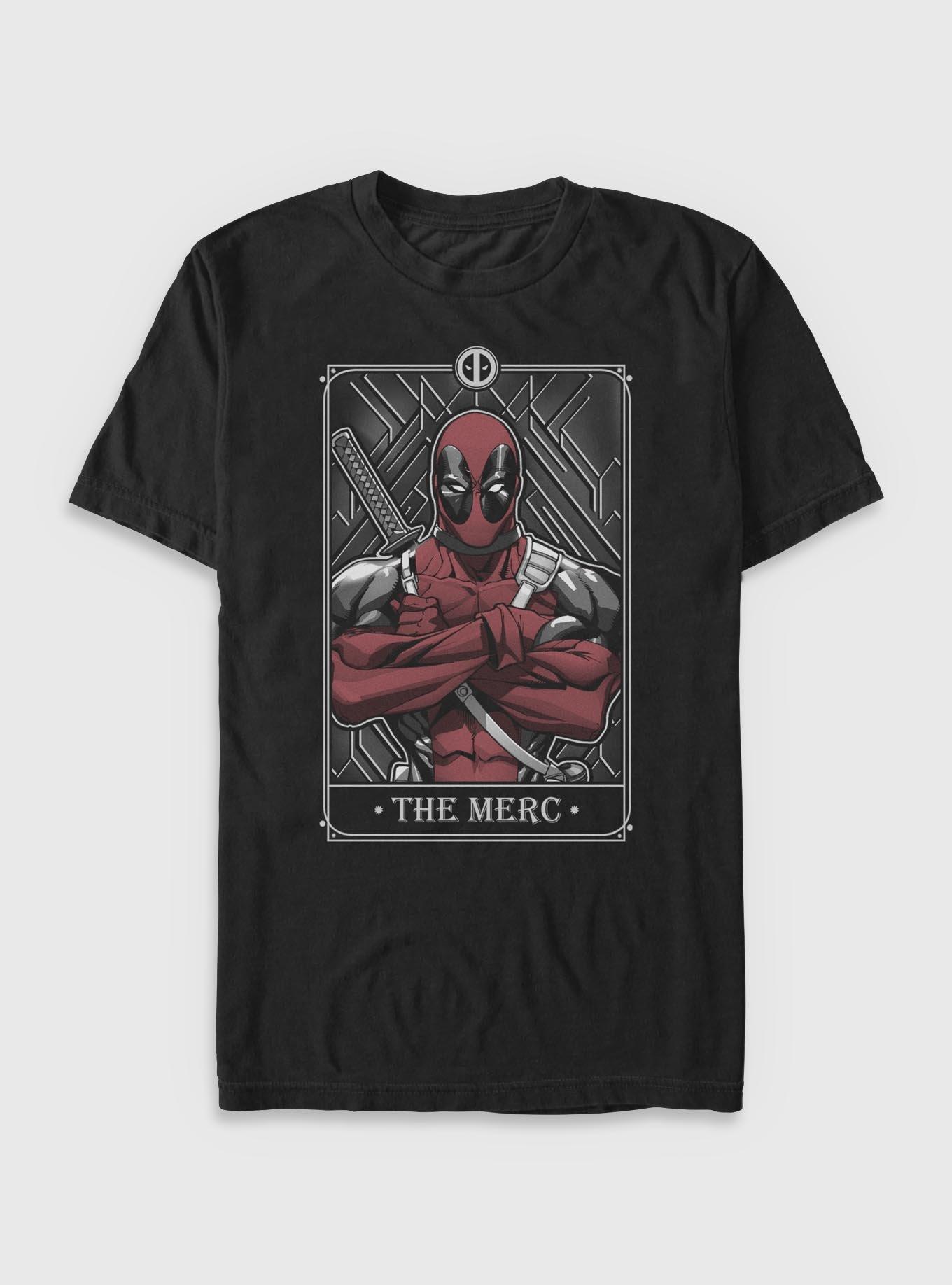 Marvel Deadpool The Merc Tarot T-Shirt, BLACK, hi-res