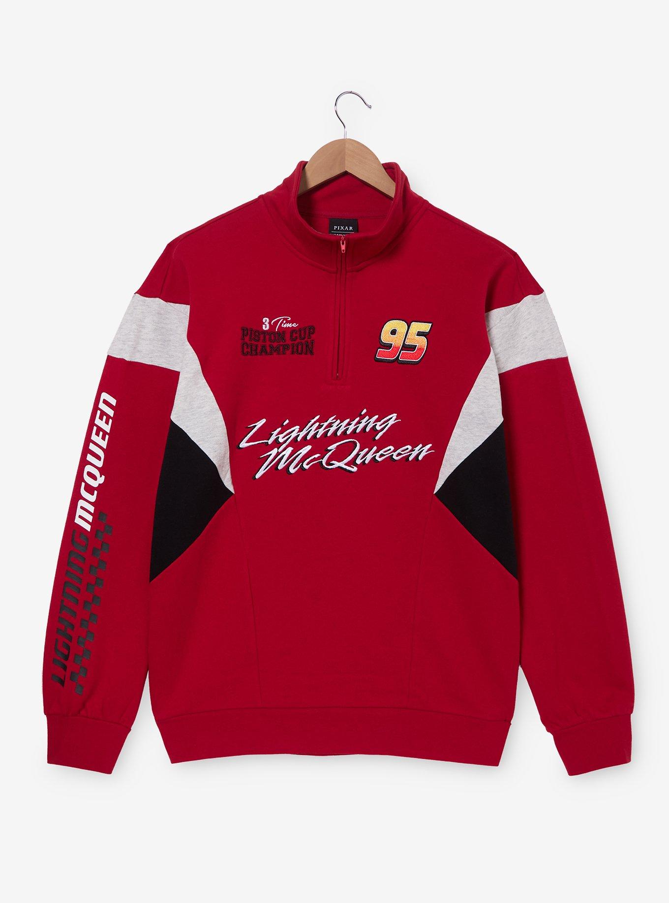 Disney Pixar Cars Lightning McQueen Quarter Zip Crewneck - BoxLunch Exclusive, , hi-res