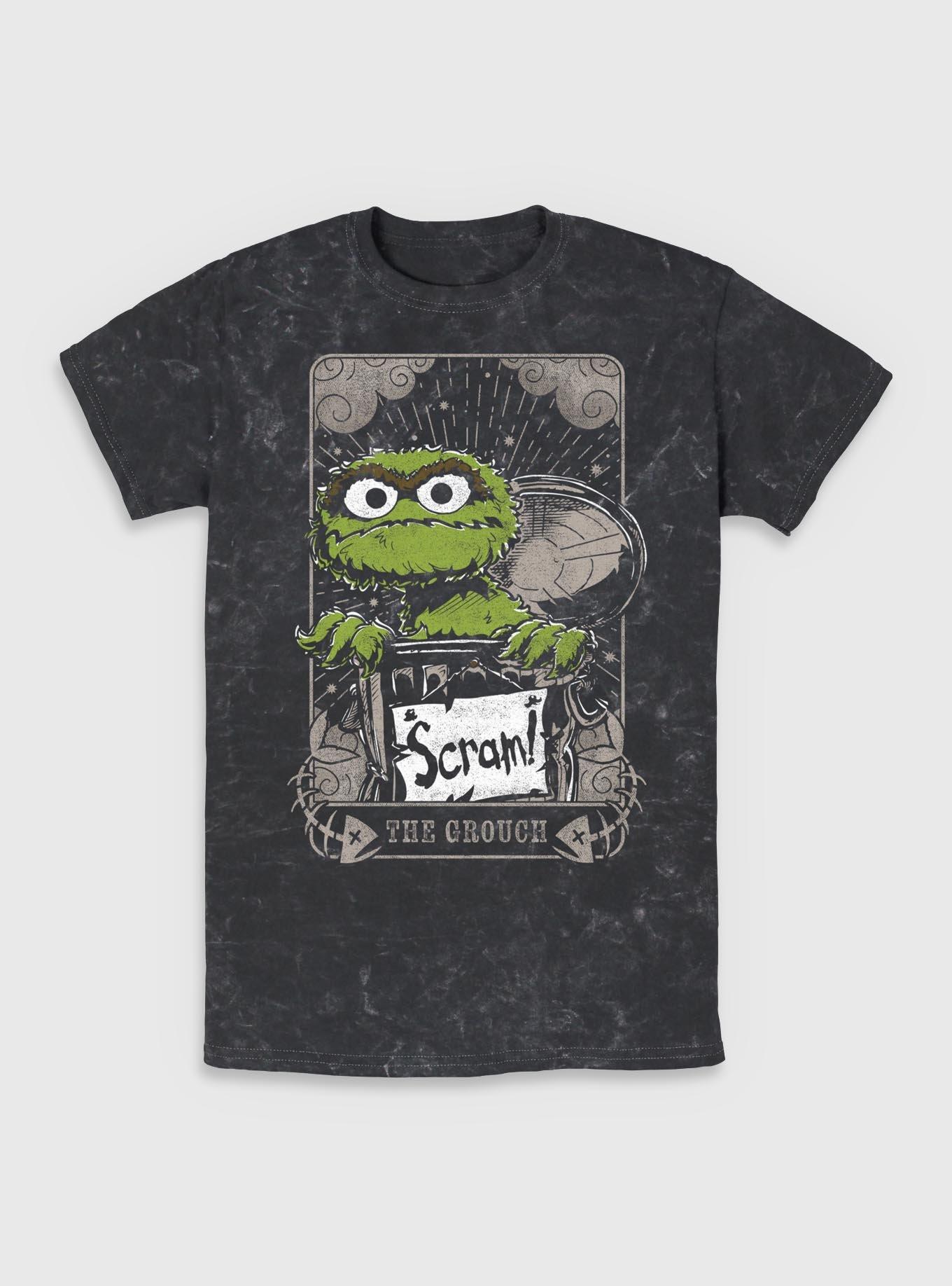Sesame Street The Grouch Tarot Mineral Wash T-Shirt, BLACK, hi-res