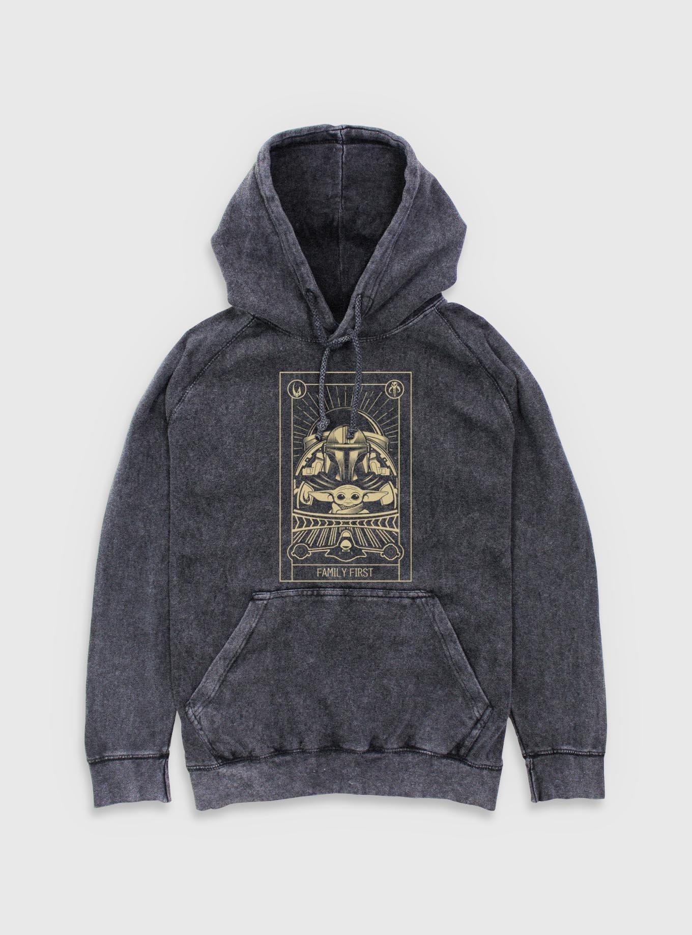 Star Wars The Mandalorian Family First Tarot Mineral Wash Hoodie, BLACK, hi-res