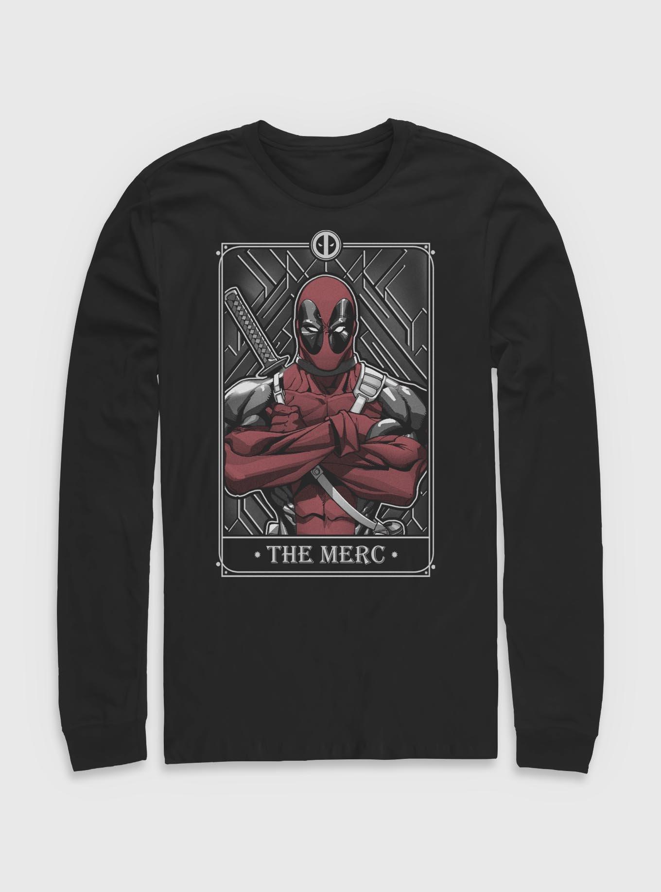 Marvel Deadpool The Merc Tarot Long-Sleeve T-Shirt, BLACK, hi-res