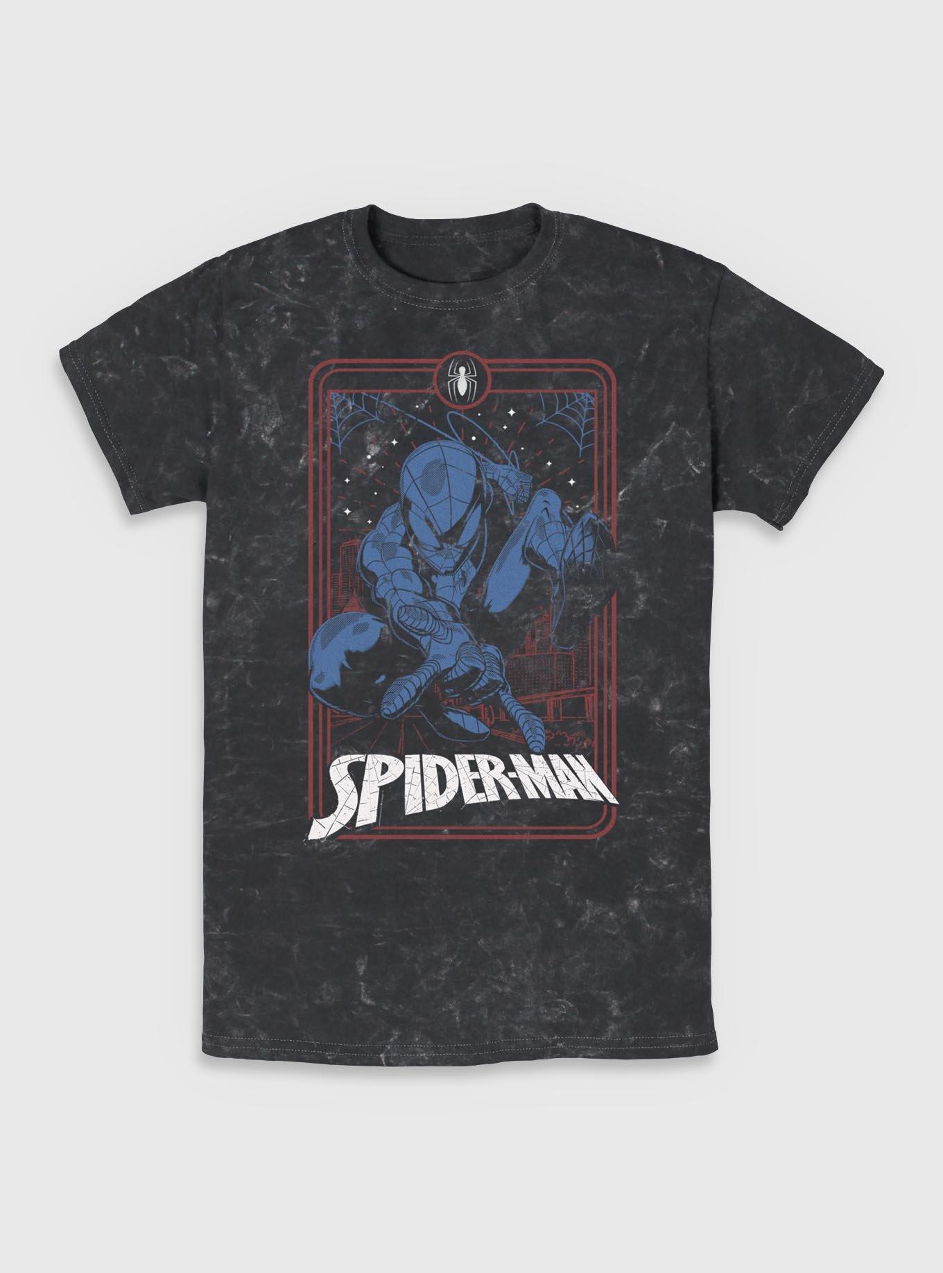Marvel Spider-Man Web Tarot Mineral Wash T-Shirt, BLACK, hi-res