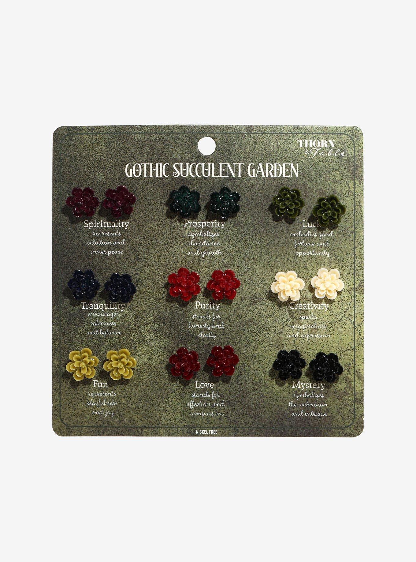 Thorn & Fable Succulent Garden Stud Earring Set, , hi-res