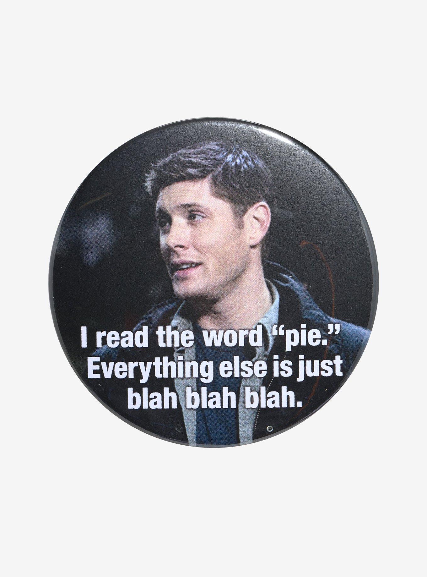 Supernatural Dean Word Pie 3 Inch Button, , hi-res