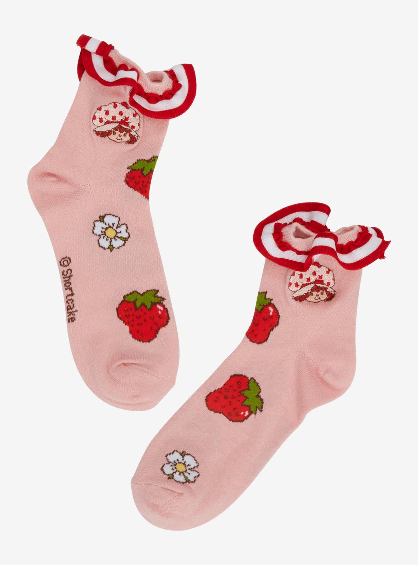 Strawberry Shortcake Stripe Ruffle Ankle Socks, , hi-res