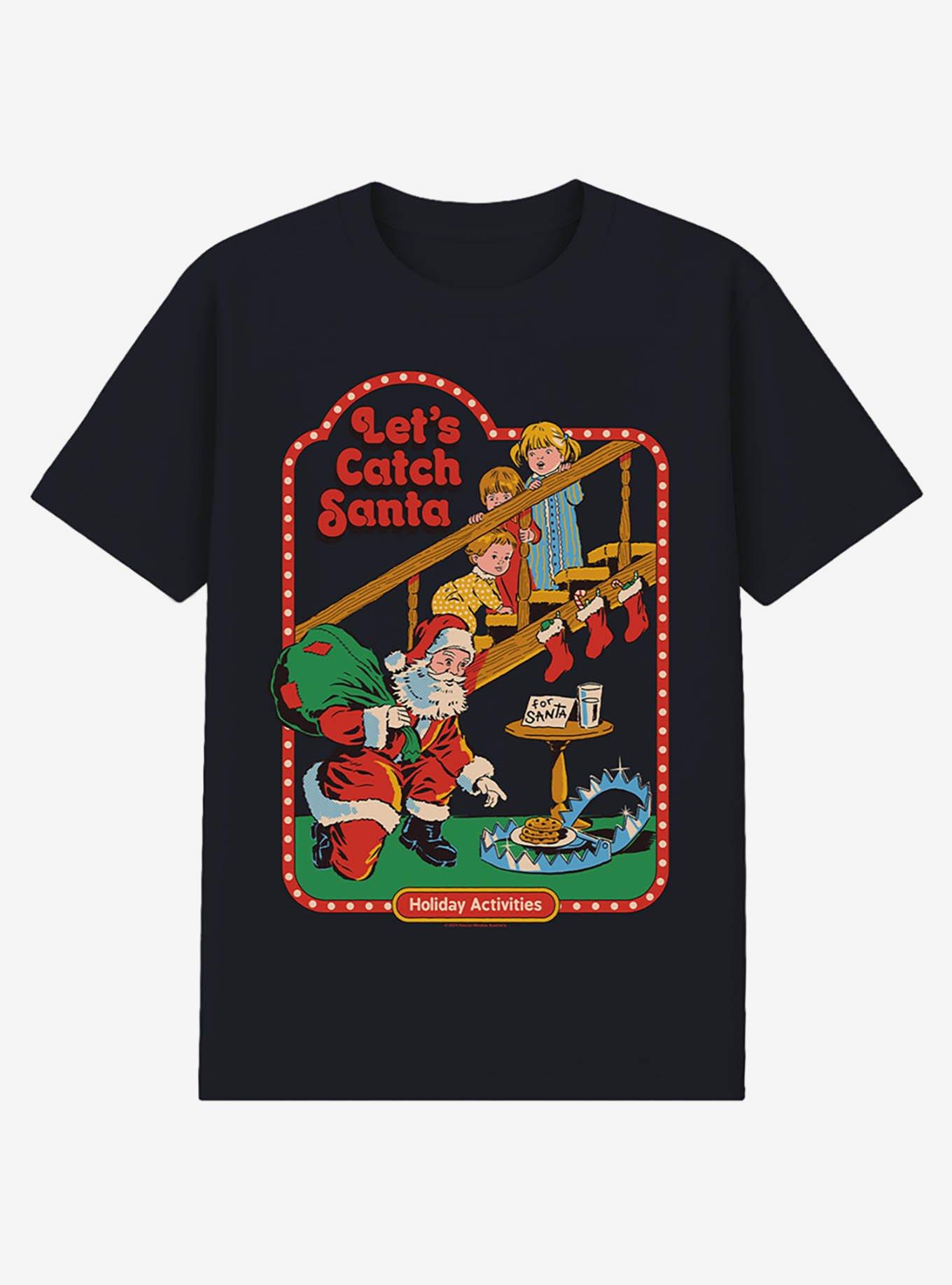 Steven Rhodes Let's Catch Santa Black T-Shirt, , hi-res