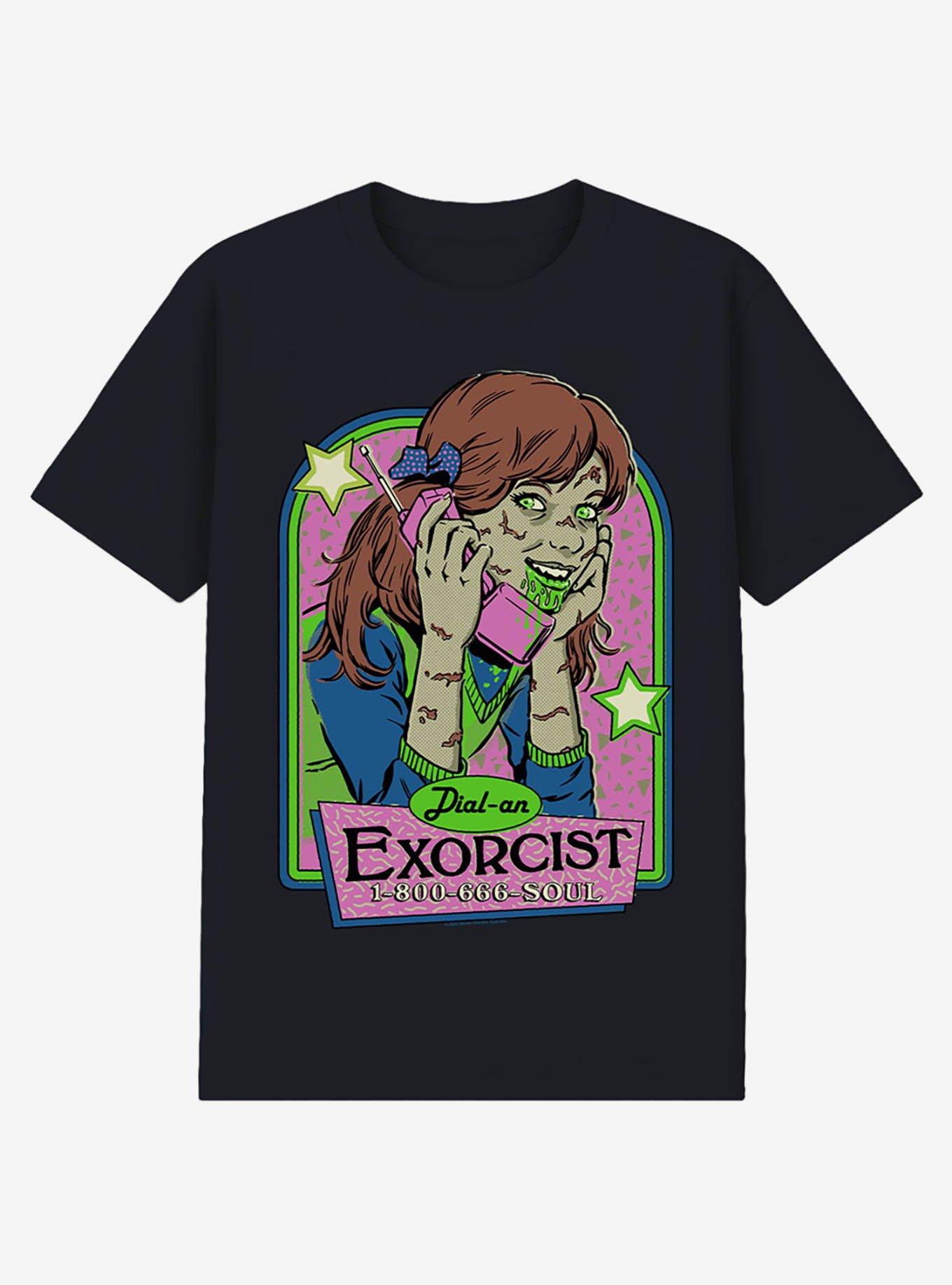 Steven Rhodes Dial An Exorcist Black T-Shirt, BLACK, hi-res