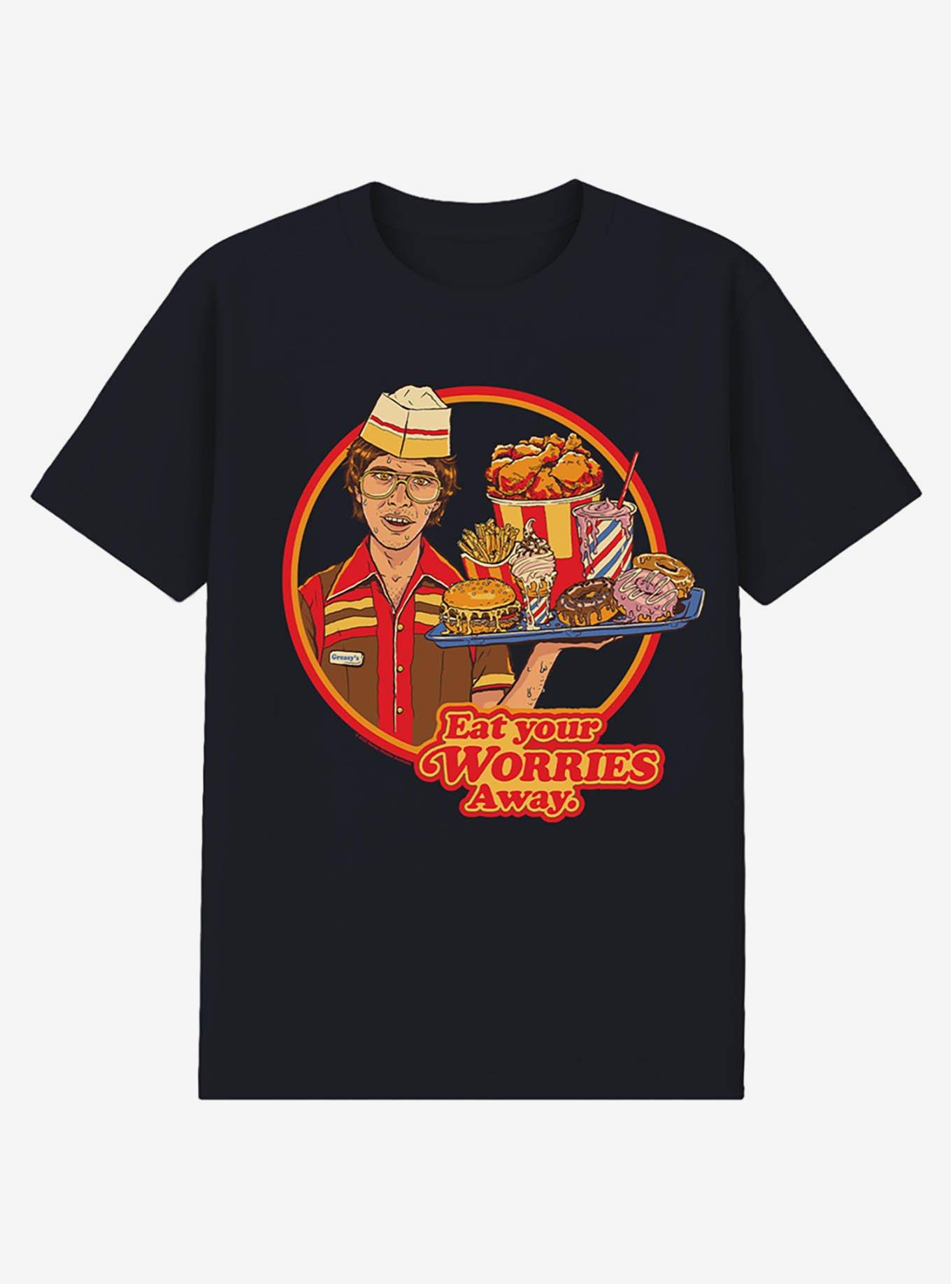Steven Rhodes Eat Your Worries Black T-Shirt, , hi-res