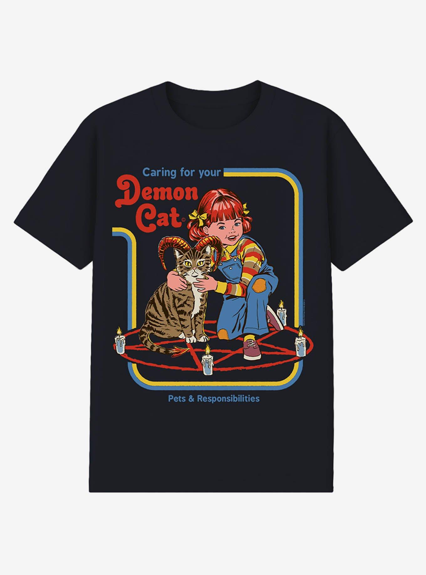 Steven Rhodes Caring For Your Demon Cat Black T-Shirt, , hi-res