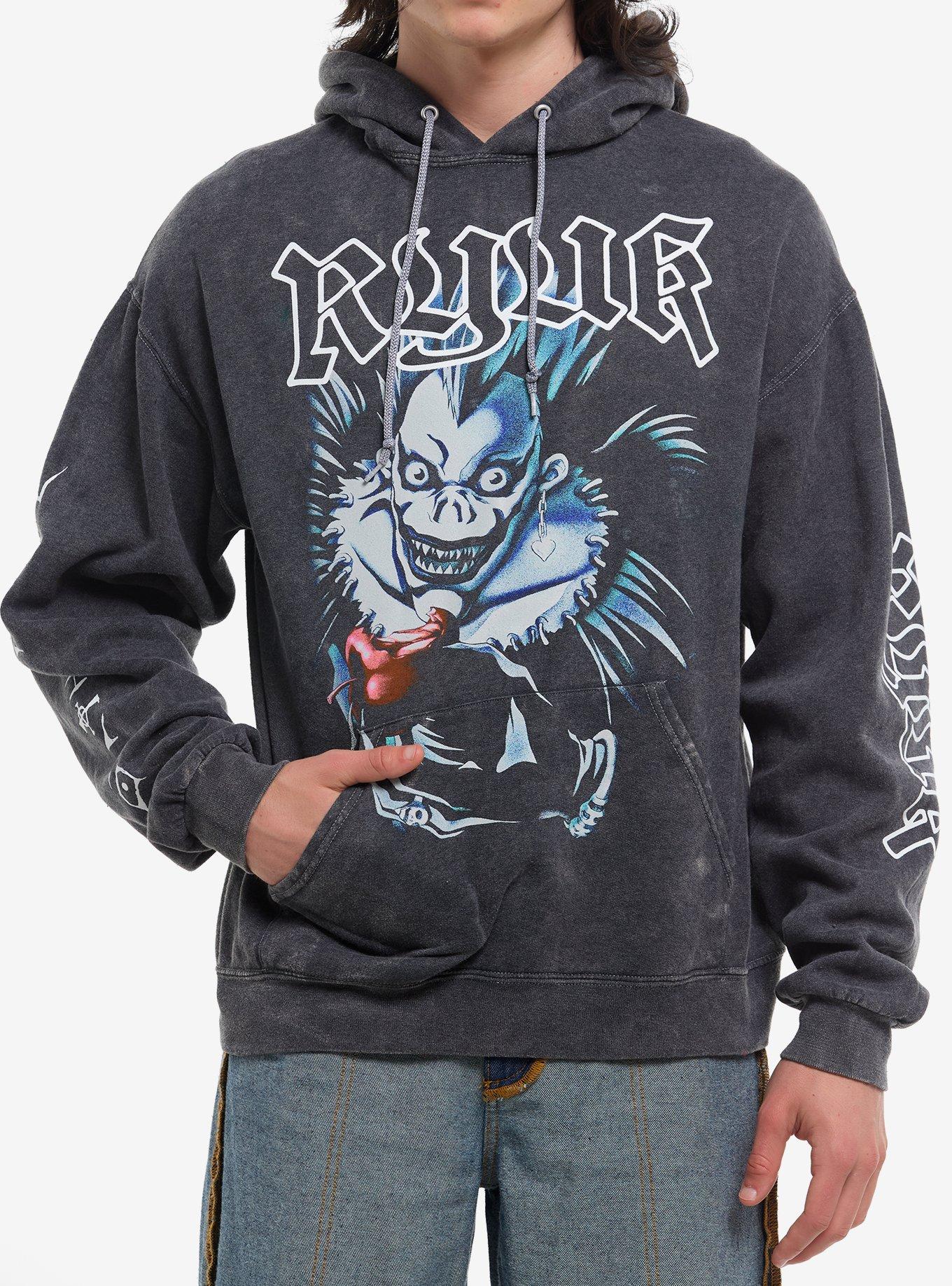 Death Note Ryuk Jumbo Print Dark Wash Hoodie, , hi-res
